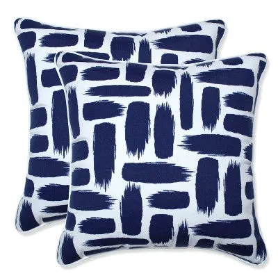 18.5"x18.5" Baja Nautica 2pc Square Outdoor Throw Pillows Blue - Pillow Perfect