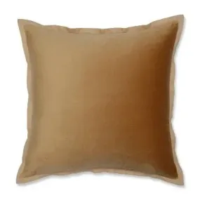 18"x18" Velvet Flange Square Throw Pillow Gold - Pillow Perfect