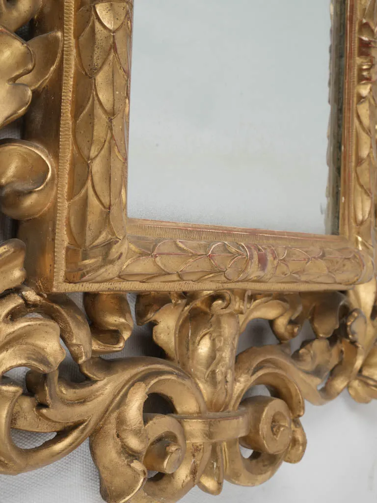 18th century Baroque mirror w/ cherub & scrolling acanthus leaves 20¾" x 17¾"