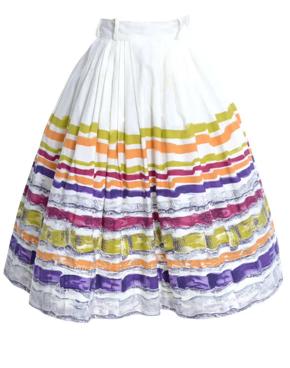 1950s Vintage Bright Striped Cotton Skirt