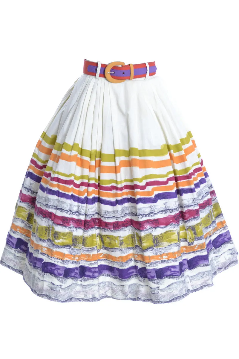 1950s Vintage Bright Striped Cotton Skirt