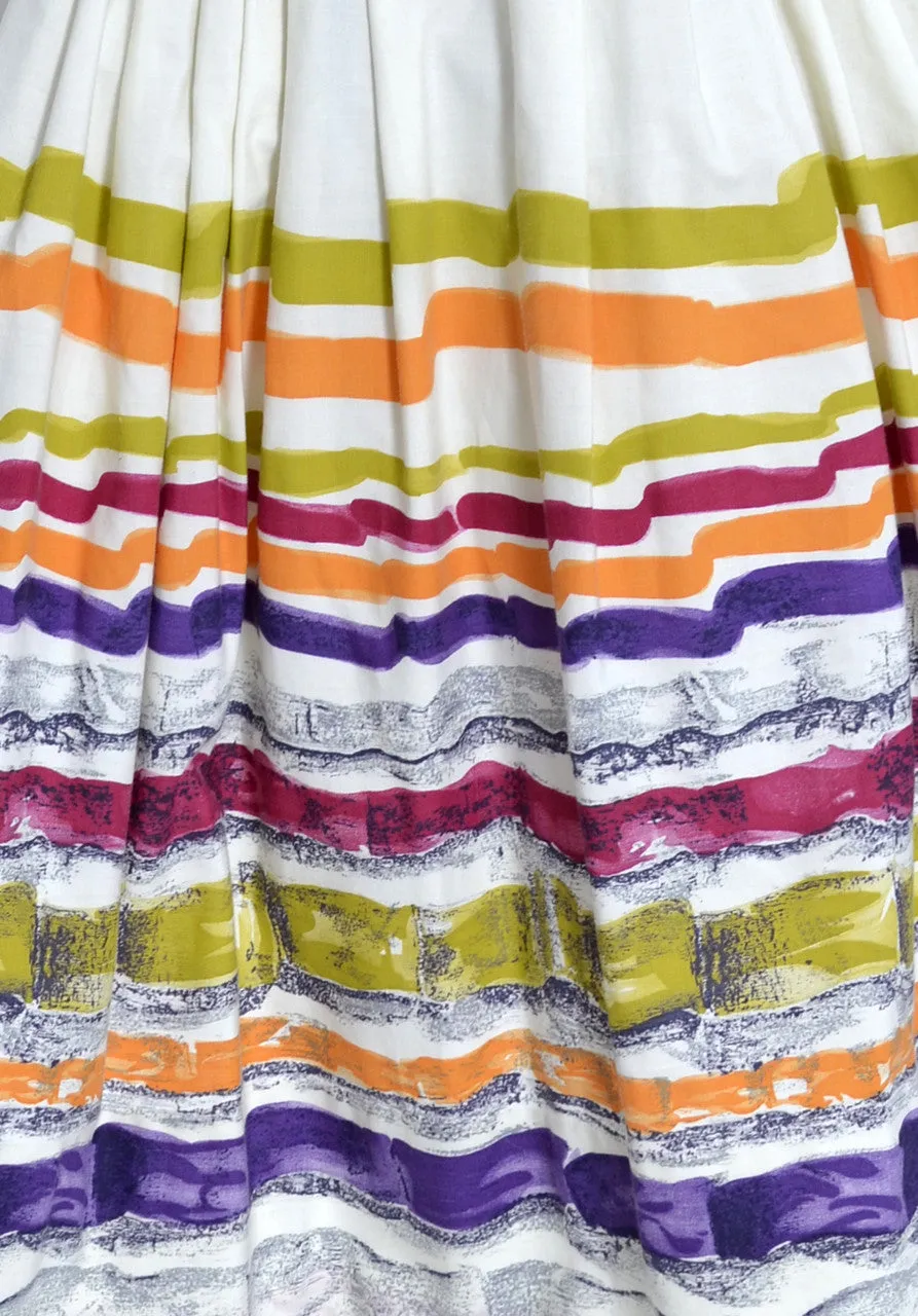 1950s Vintage Bright Striped Cotton Skirt