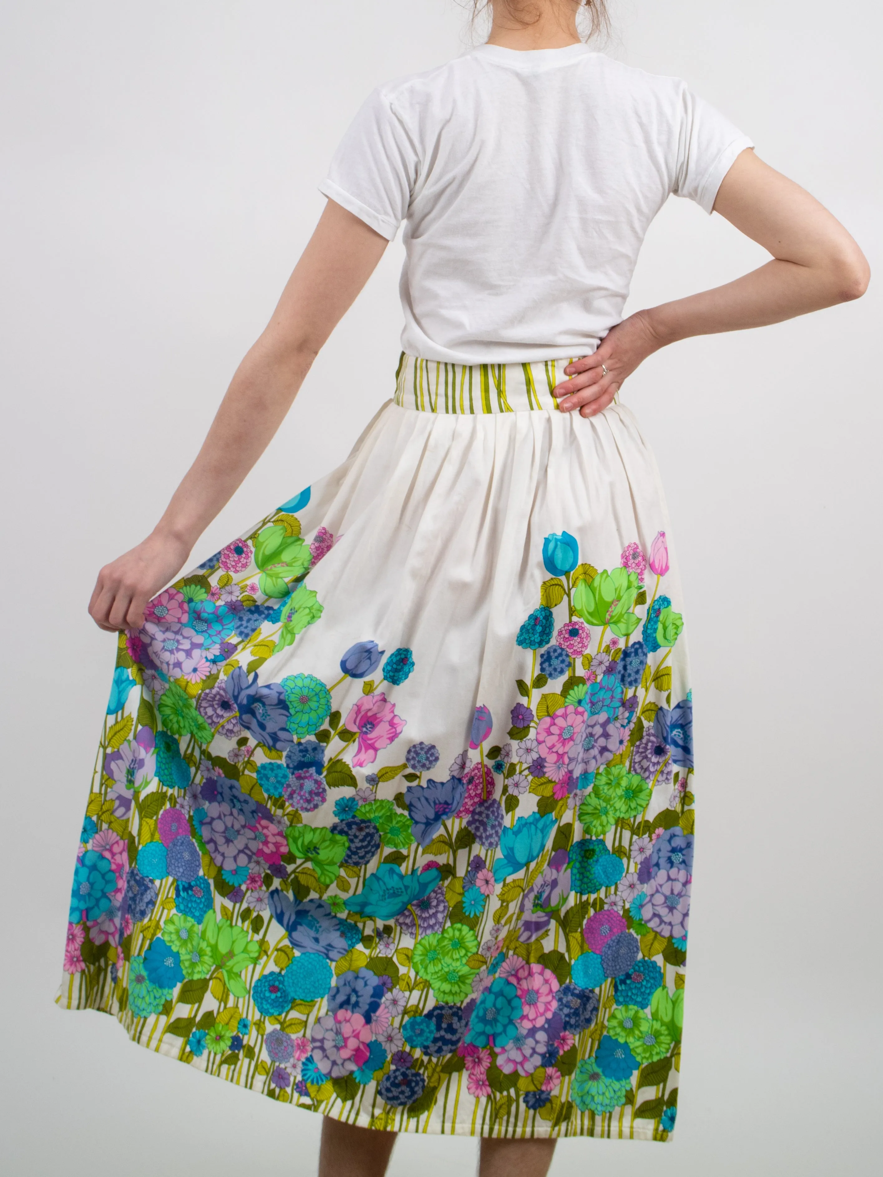 1960s Bright Floral Hawaiian Maxi Skirt