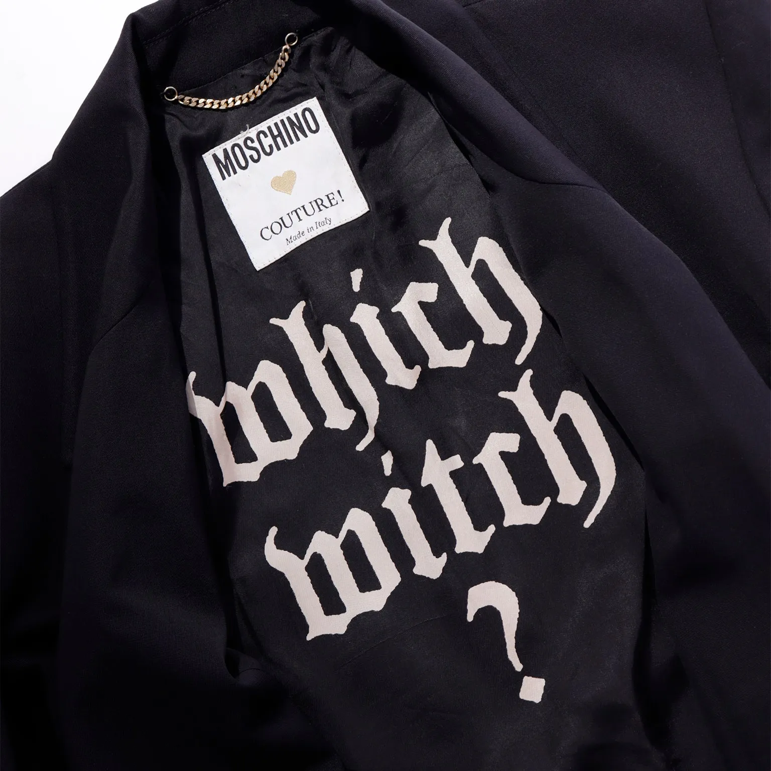 1980s Franco Moschino Couture Vintage Which Witch? Black Jacket