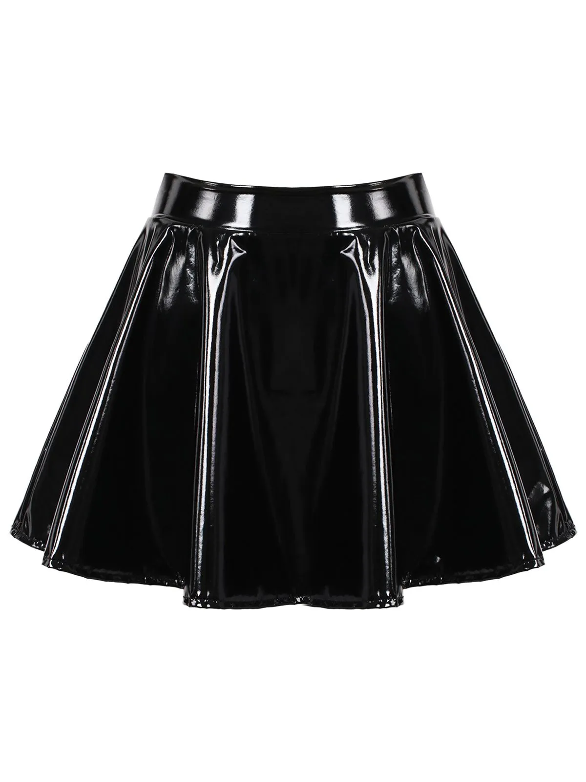 1980s Patent Leather Pleated Mini Skirt