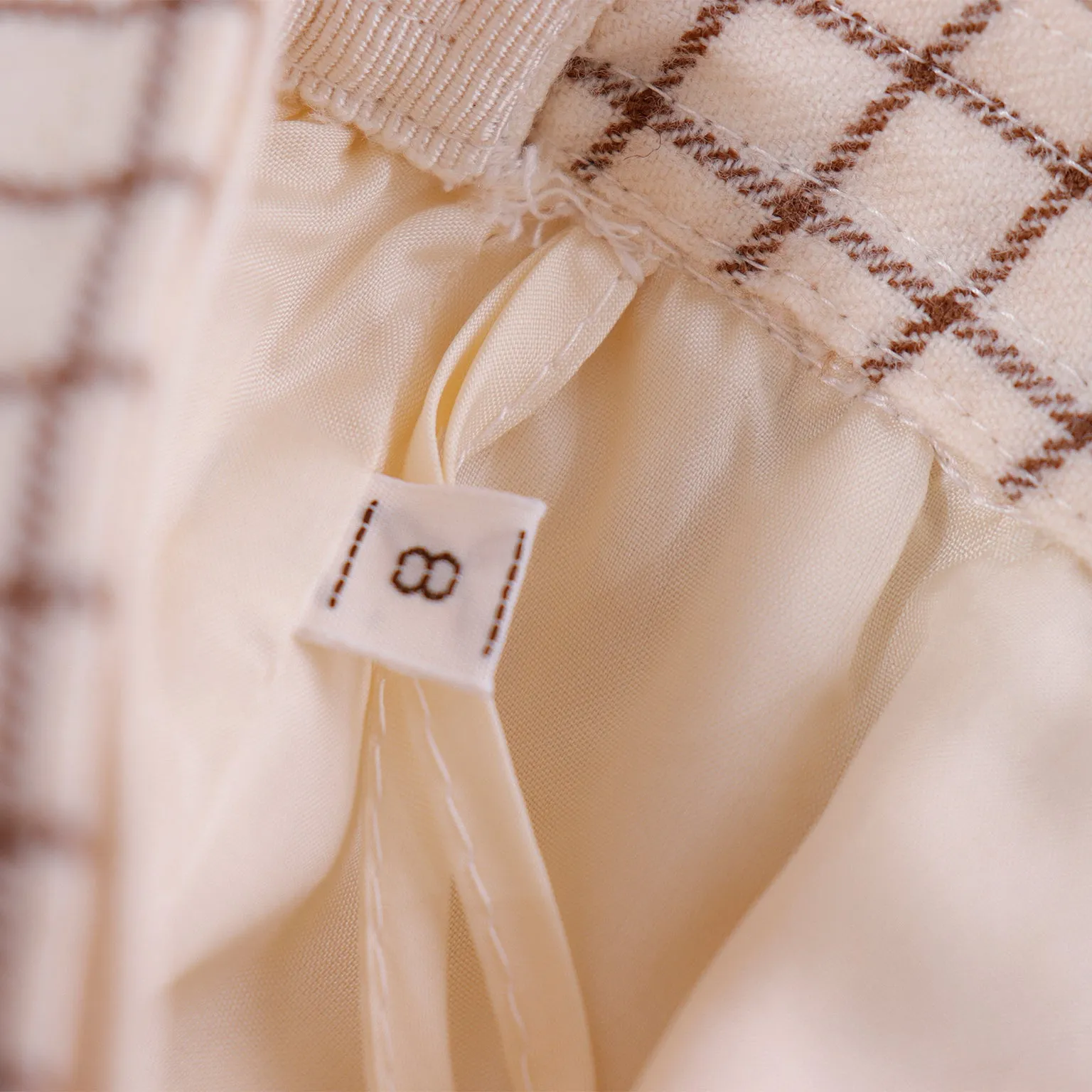 1980s Valentino Layered Windowpane Check and Solid Cream Wool Skirt