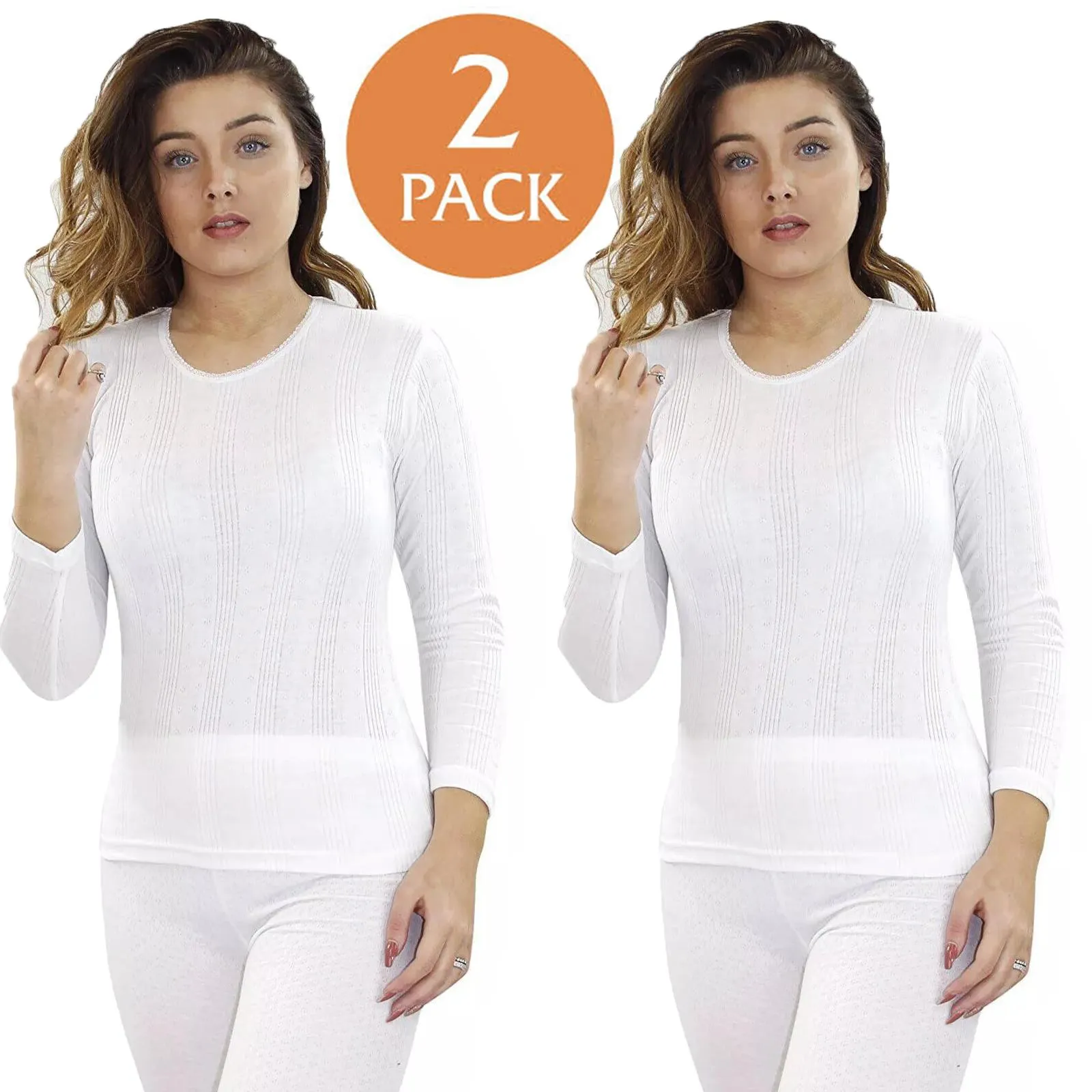 2 Pack Womens Long Sleeve Thermal Top