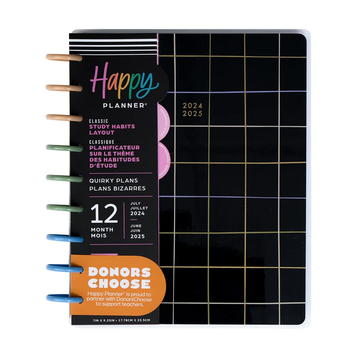 2024 Quirky Plans Student Happy Planner - Classic Study Habits Layout - 12 Months