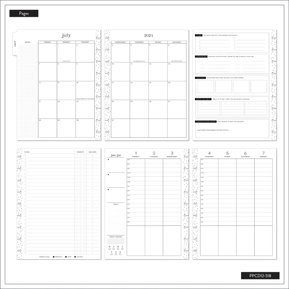 2024 Quirky Plans Student Happy Planner - Classic Study Habits Layout - 12 Months