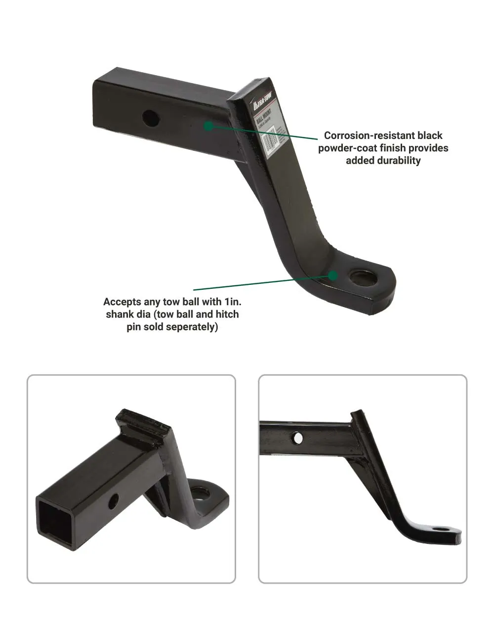 (32593.ULT) Ultra-Tow Hollow Steel Ball Mount Class III | 6-In. Drop | 5,000-Lb. Tow Weight | 8-In. Shank