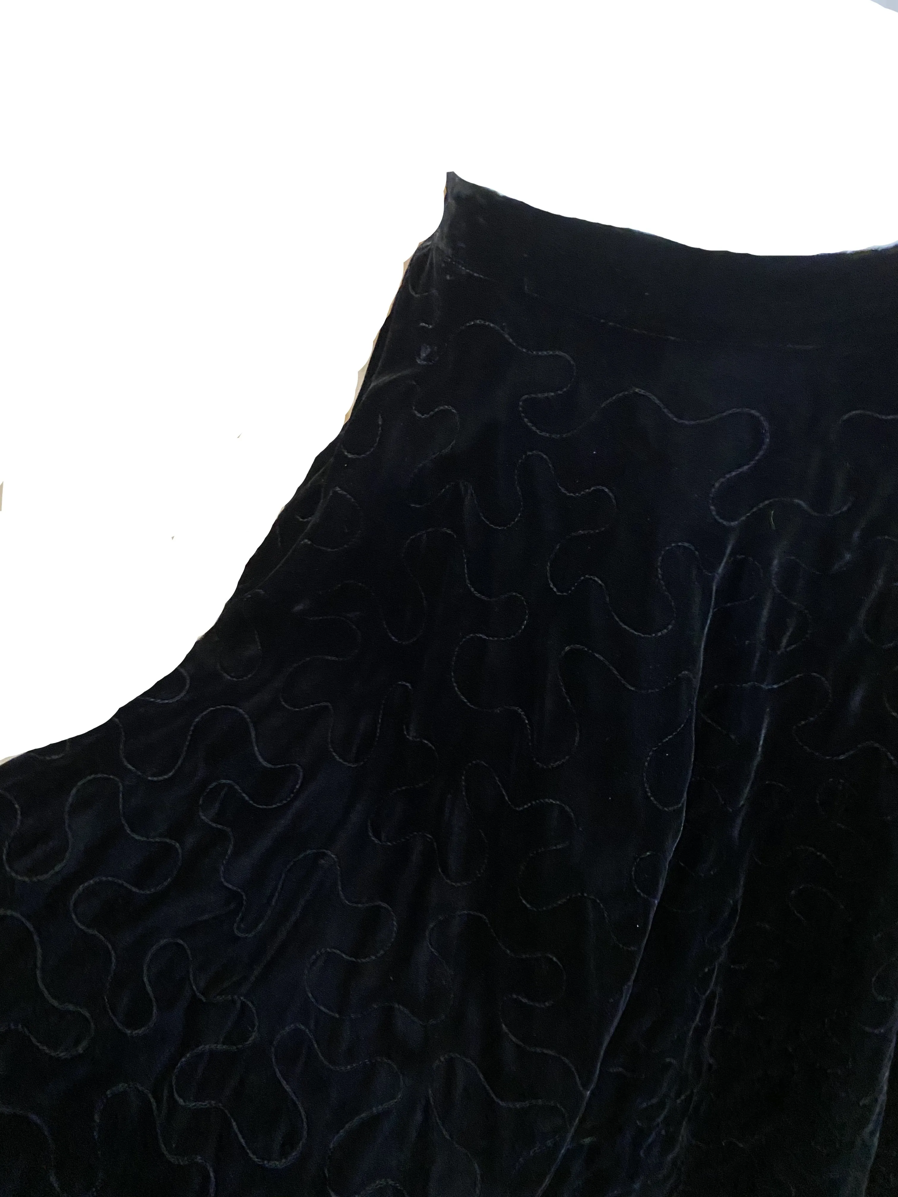 50s Black Velvet Quilted Circle Skirt