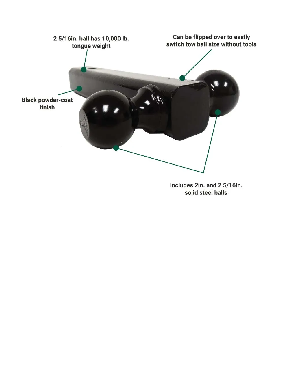 (54134.ULT) Ultra-Tow 2-In. Double Ball Hollow Tube Mount | Class 4 |  Black