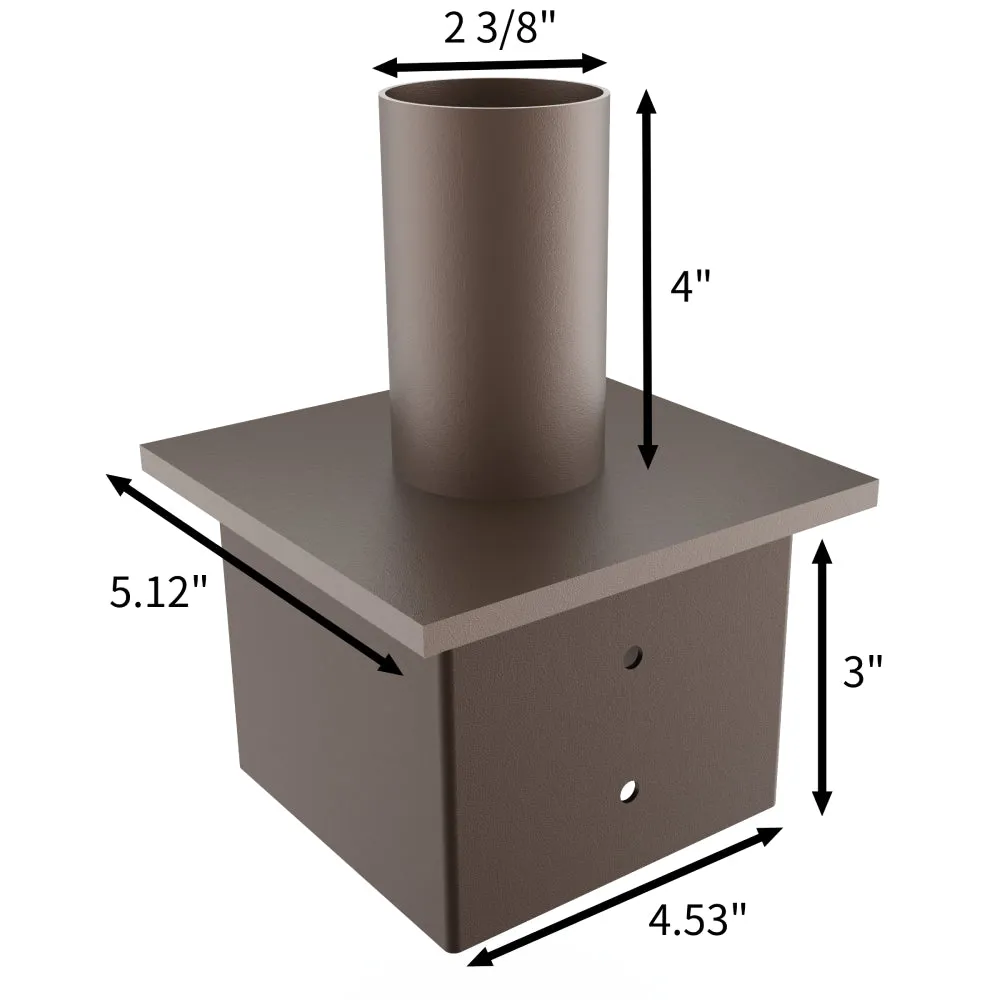 5in Square Pole Mount with 2-3/8in O.D. Tenon