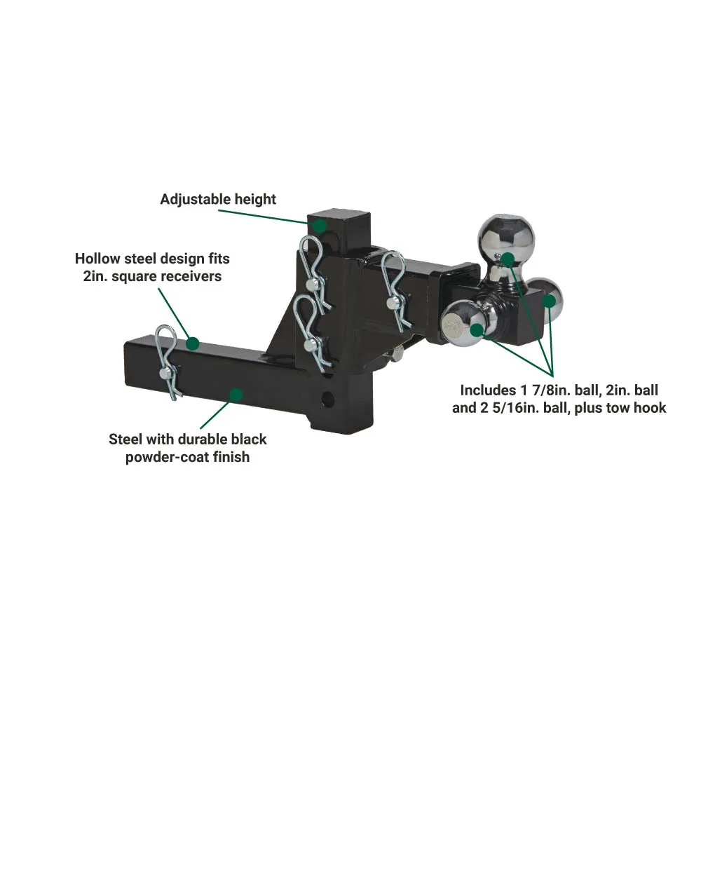 (64751.ULT) Ultra-Tow Adjustable TriBall Mount | 10,000-Lb. Tow Weight