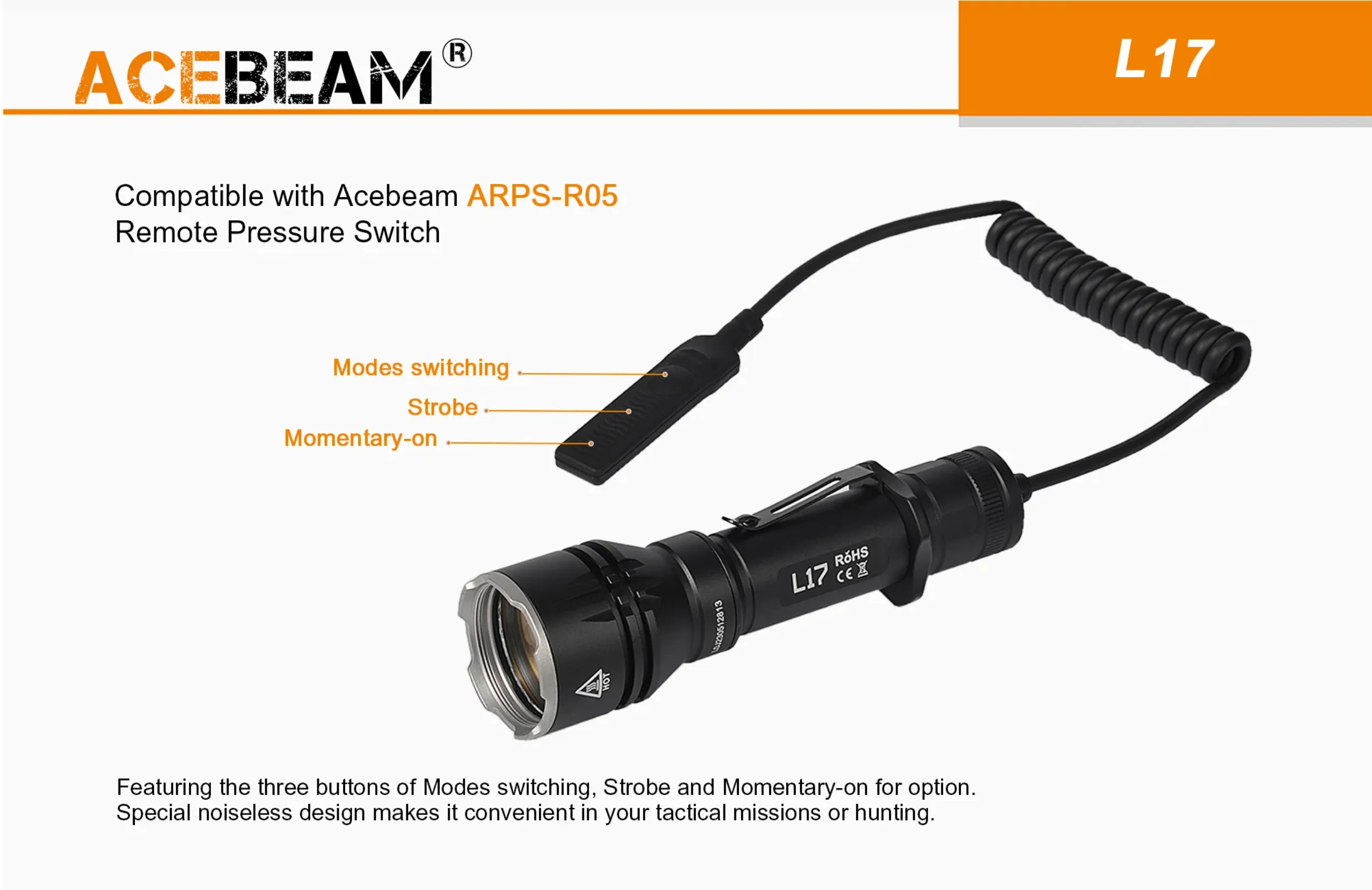 Acebeam - L17 (1400 Lumens) Ultra-long throw Tactical Torch