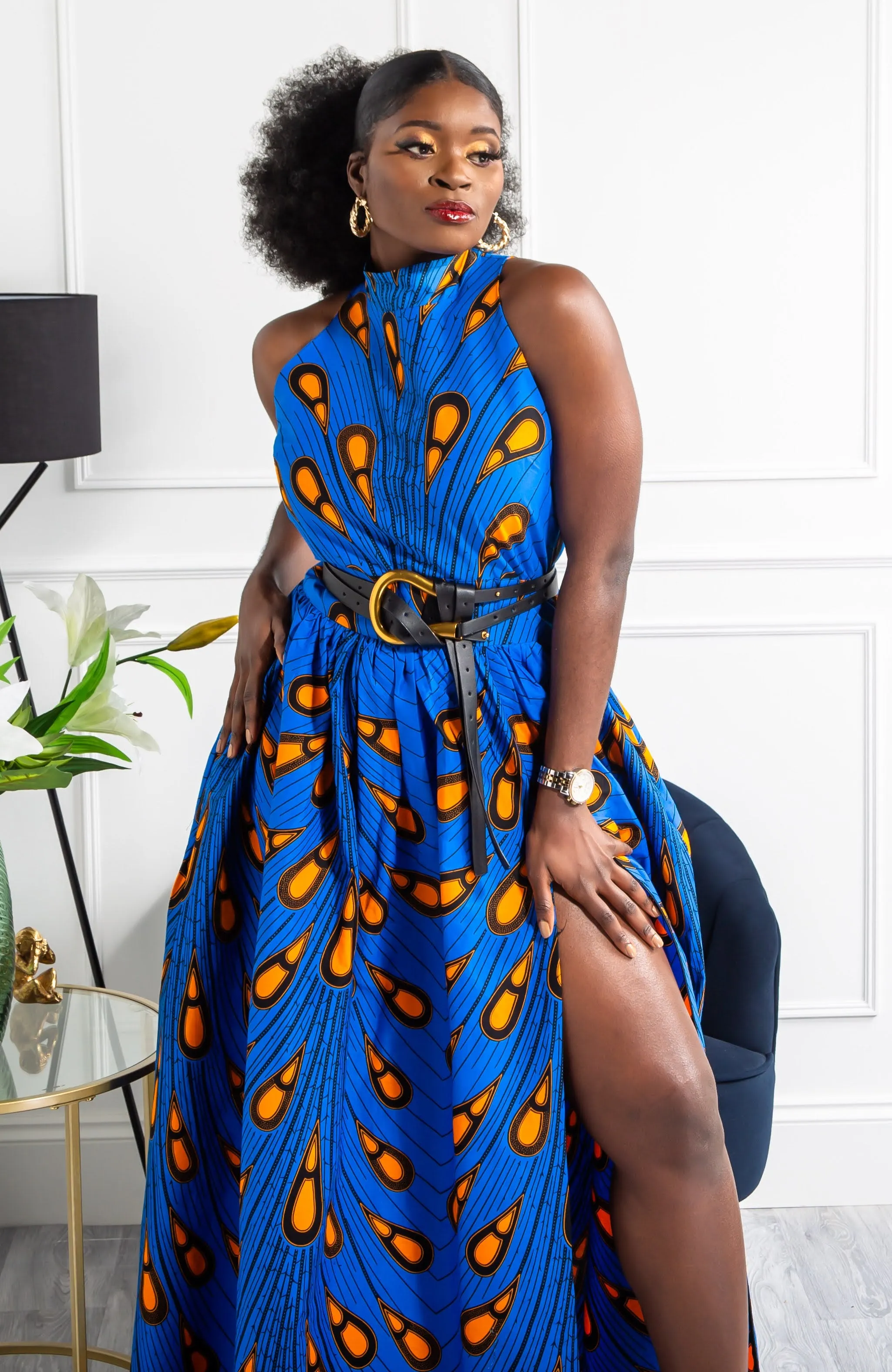 African Print Blue Infinity Multiway Maxi Dress - ELLA