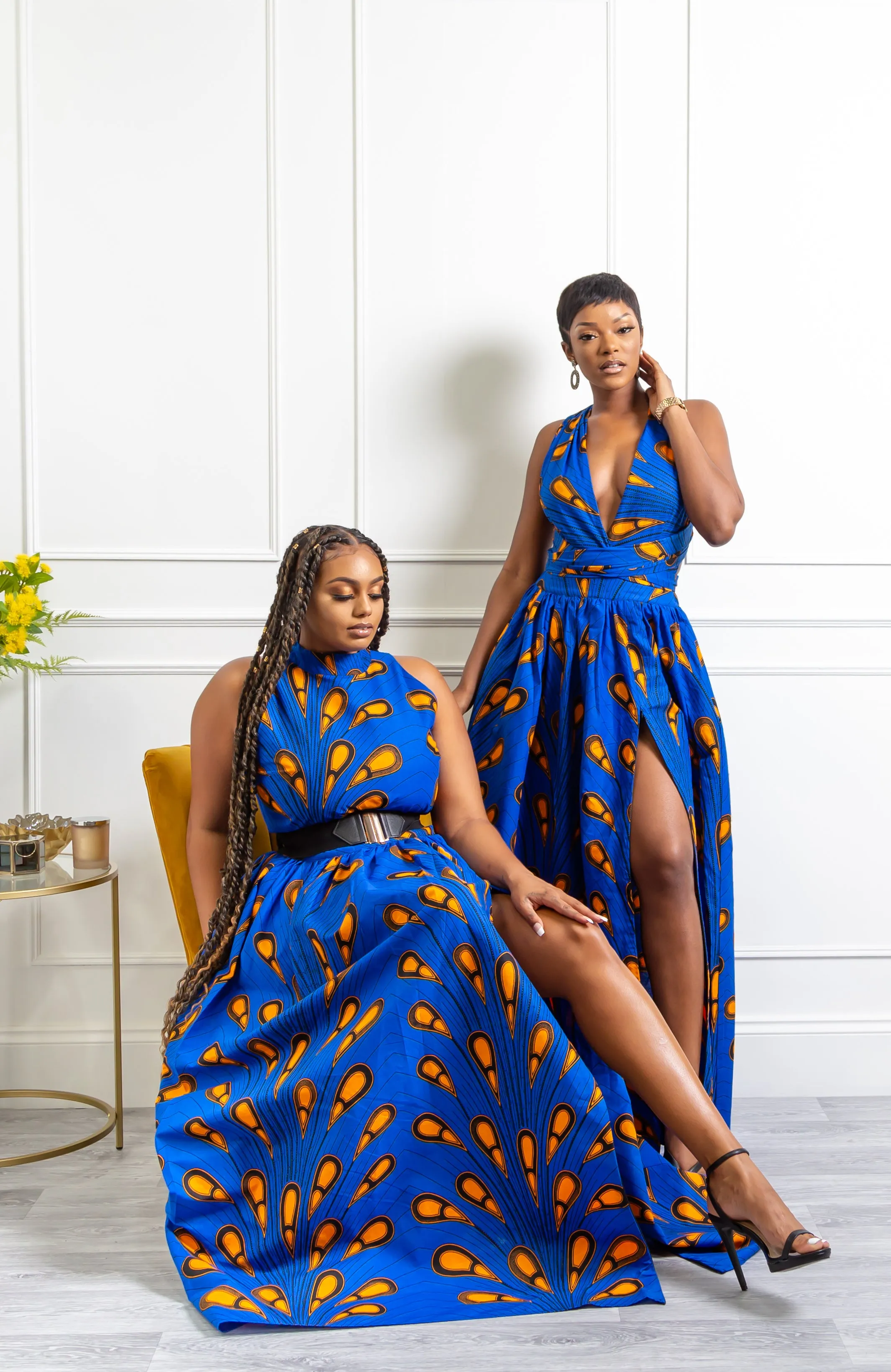 African Print Blue Infinity Multiway Maxi Dress - ELLA