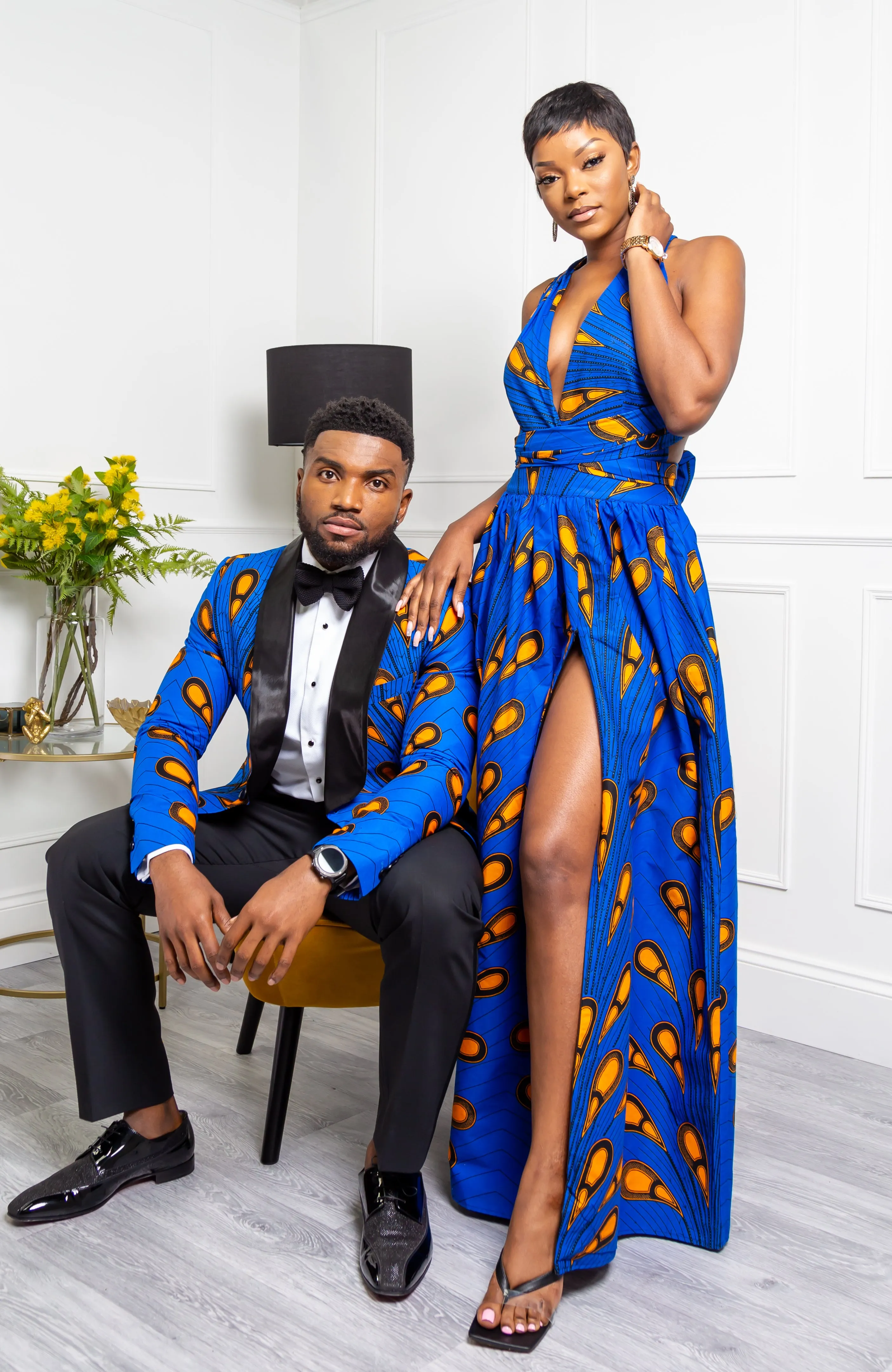 African Print Blue Infinity Multiway Maxi Dress - ELLA