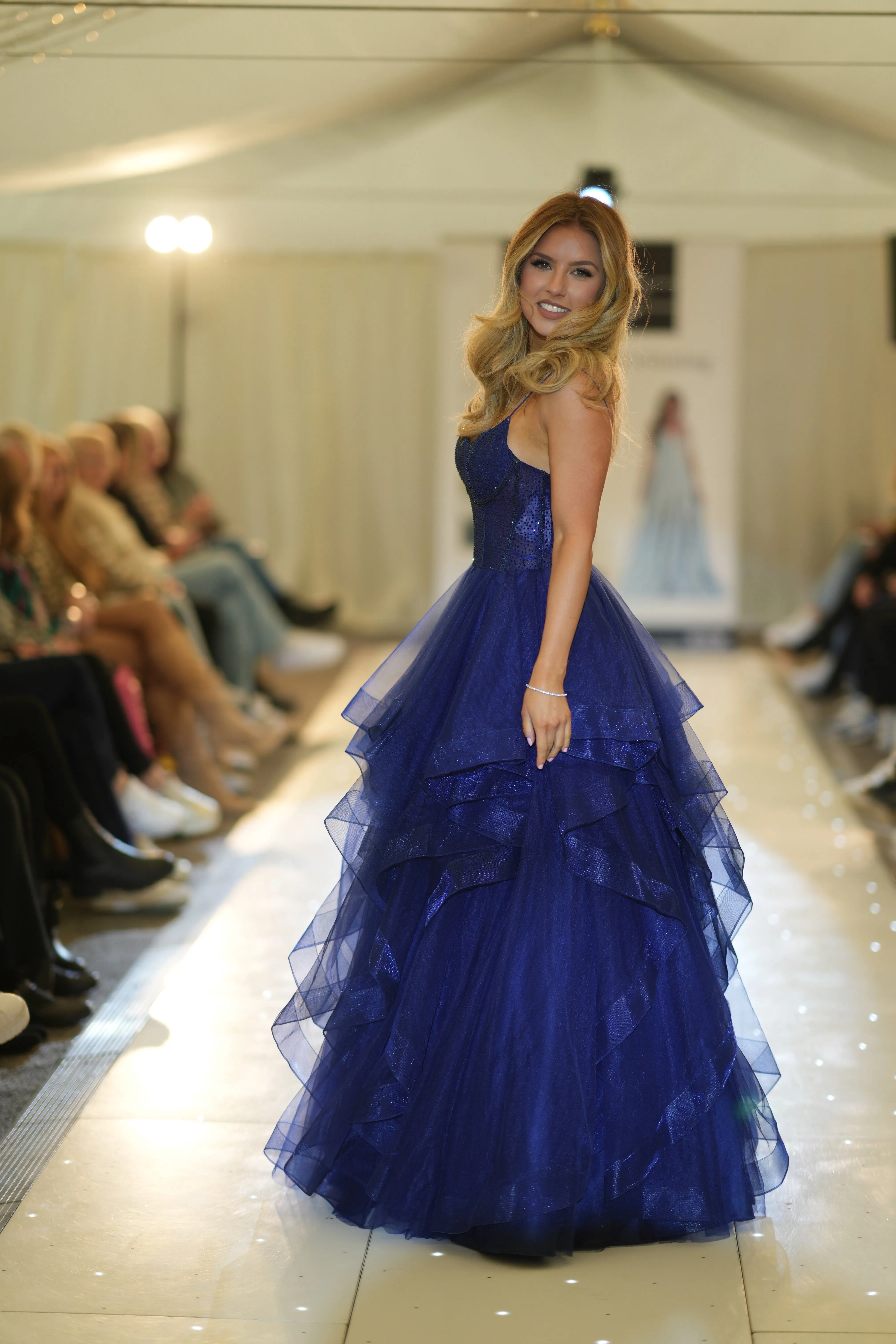 Aksana  by Tiffany’s tulle layered prom dress ballgown 4 colours latte, navy, dark green, baby blue