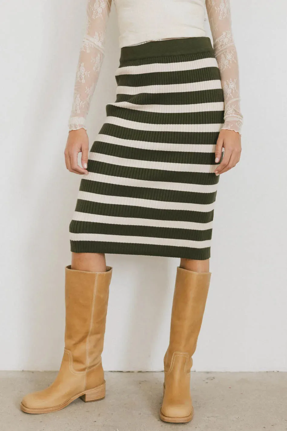 Alani Striped Skirt in Green