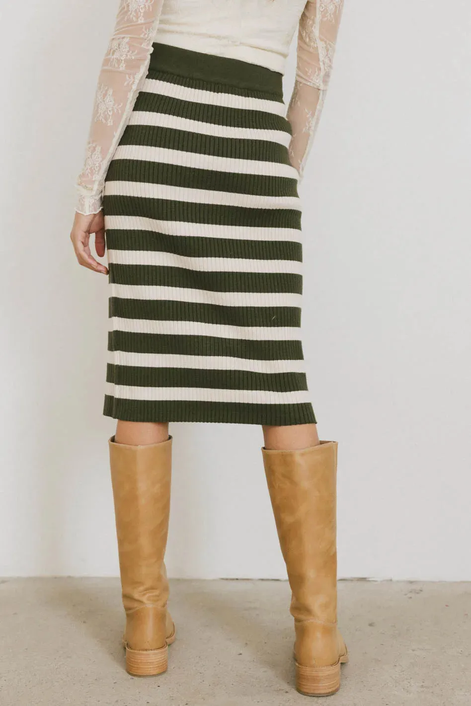 Alani Striped Skirt in Green