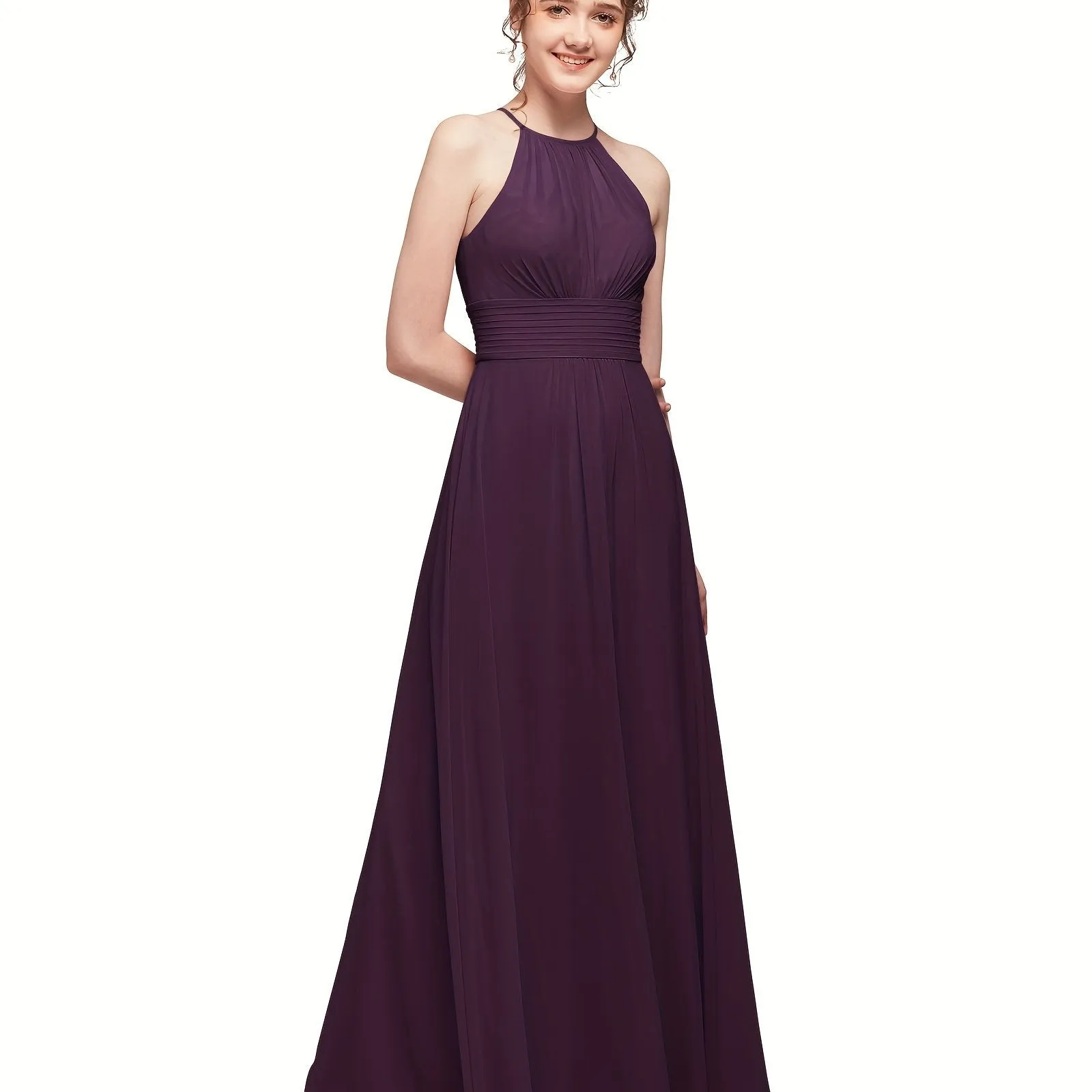 ALICEPUB Plus Size Keyhole Chiffon Bridesmaid Dresses Long Formal Party Dress For Women Wedding