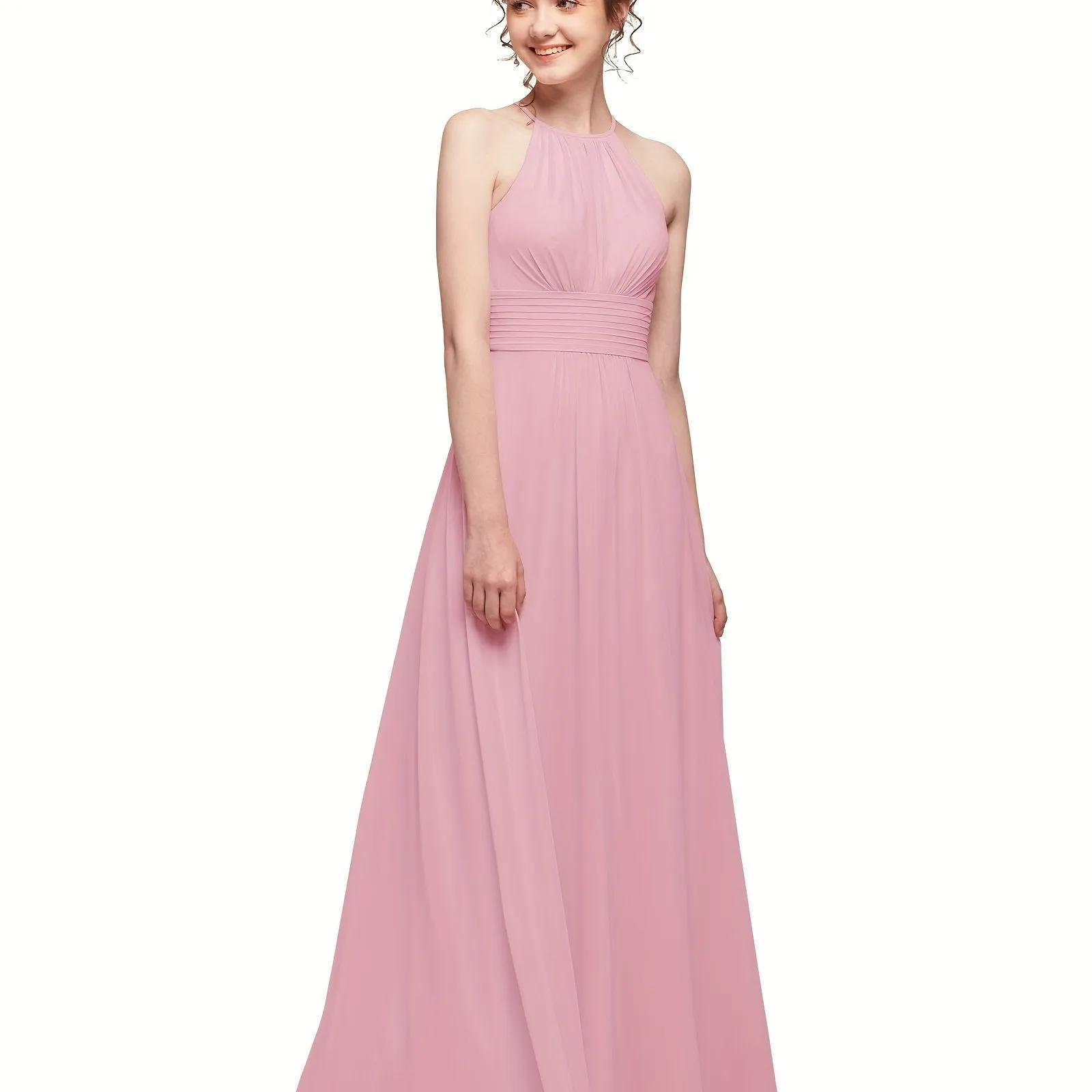 ALICEPUB Plus Size Keyhole Chiffon Bridesmaid Dresses Long Formal Party Dress For Women Wedding