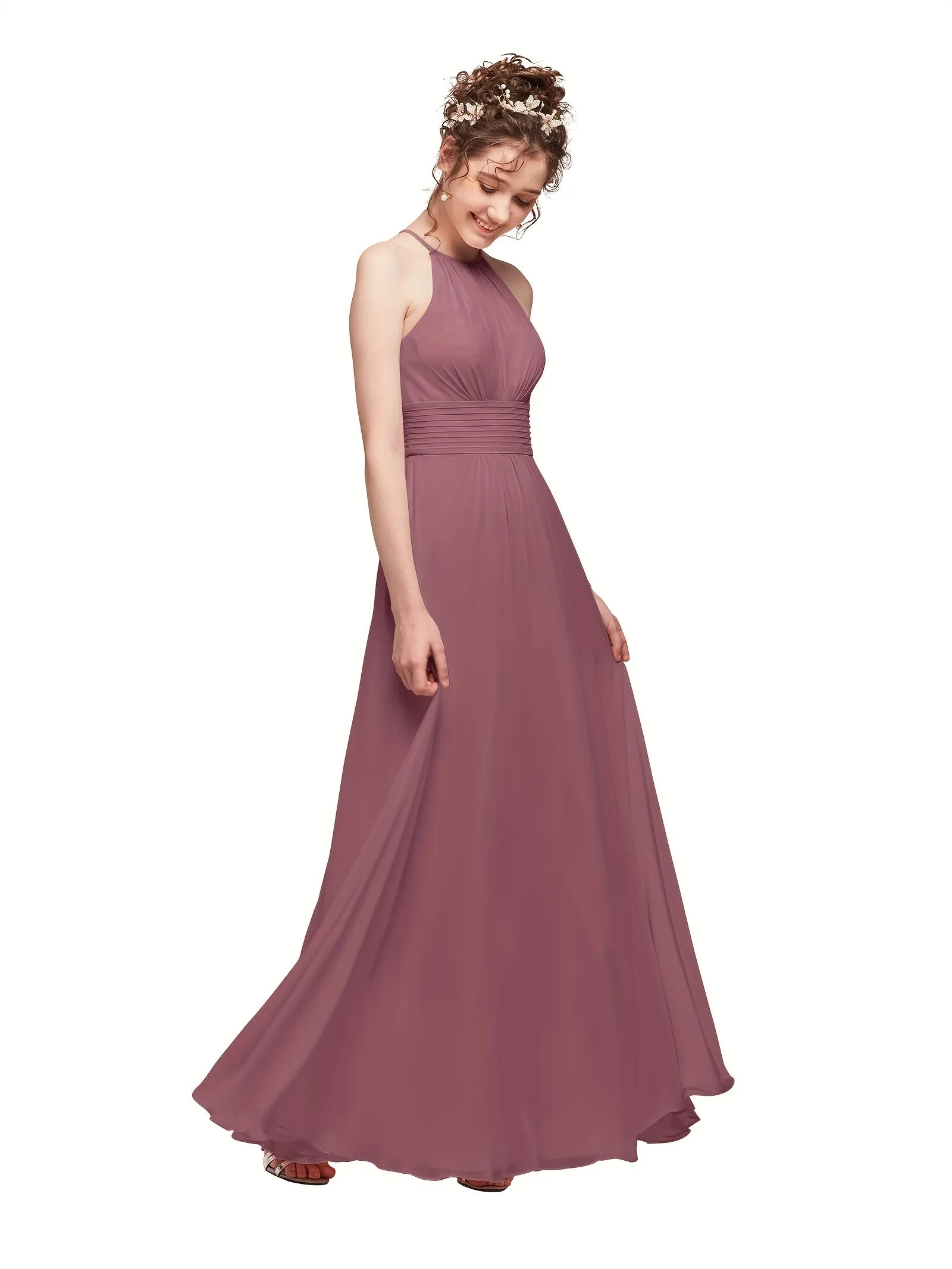 ALICEPUB Plus Size Keyhole Chiffon Bridesmaid Dresses Long Formal Party Dress For Women Wedding