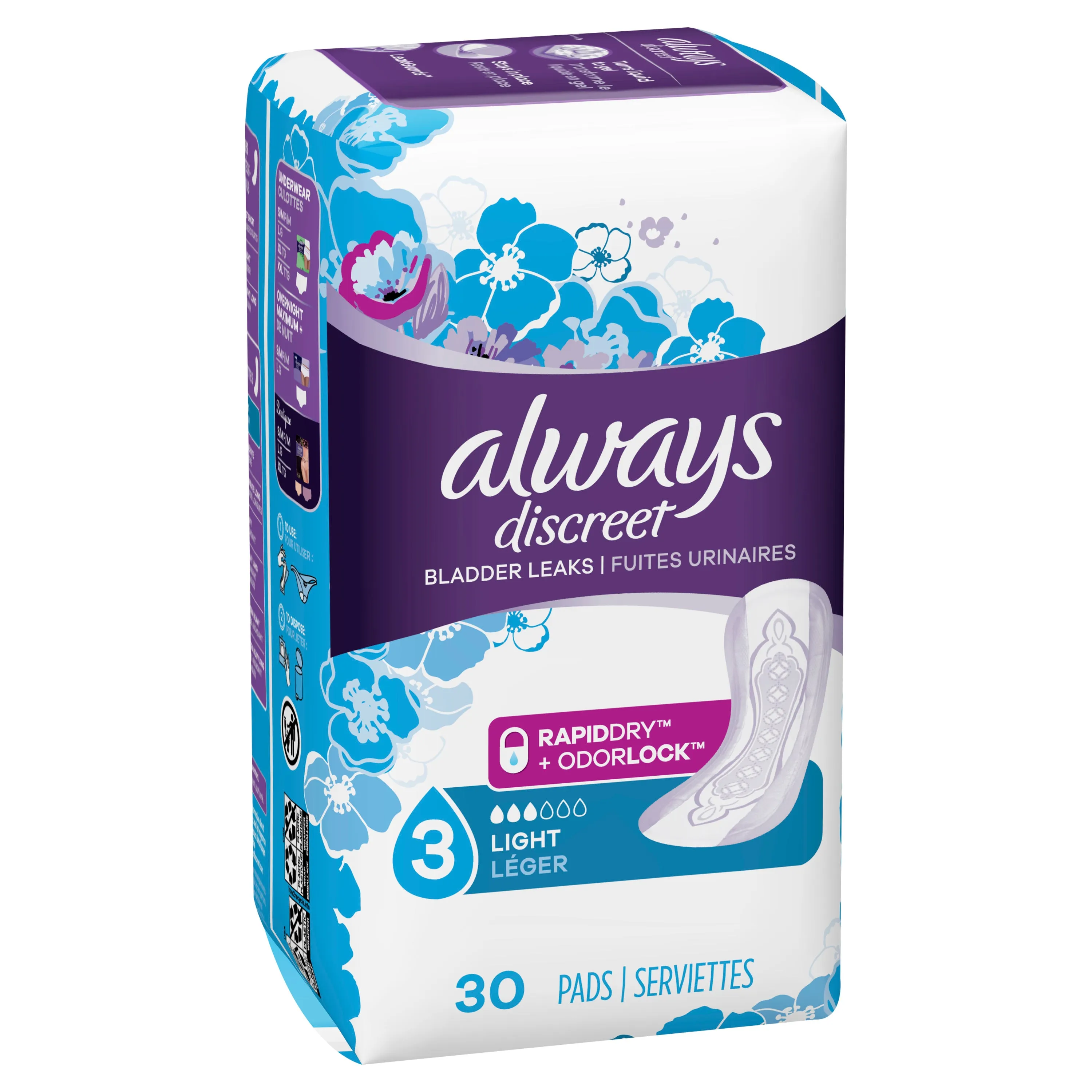 Always Discreet Incontinence Pads, Light Absorbency