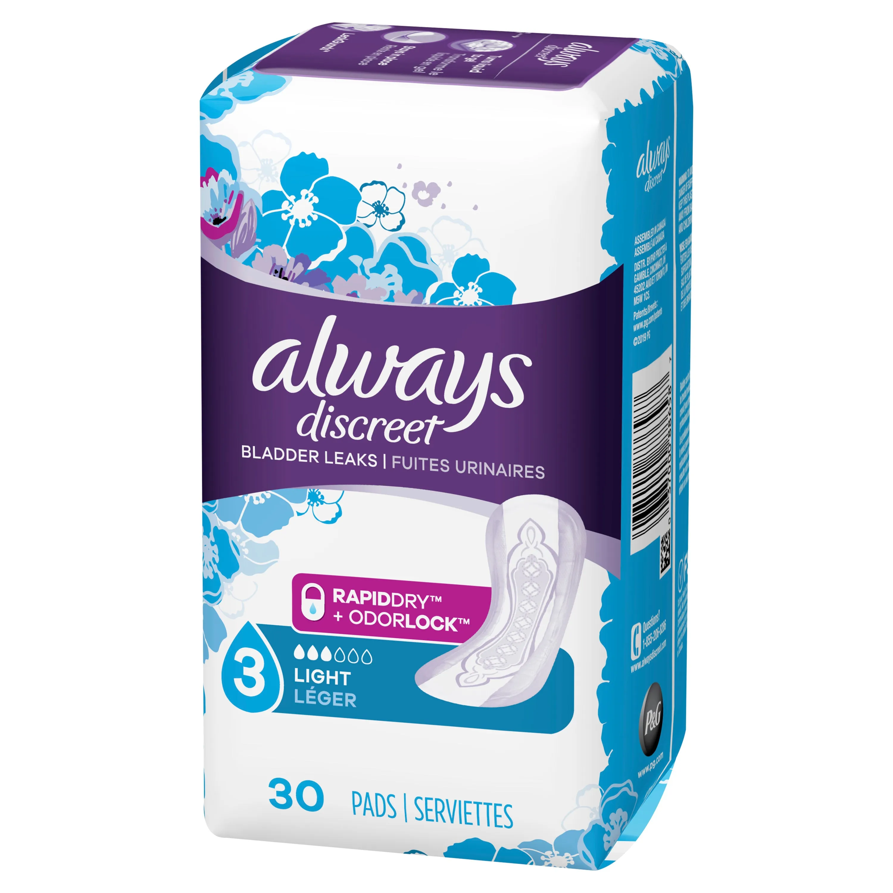 Always Discreet Incontinence Pads, Light Absorbency