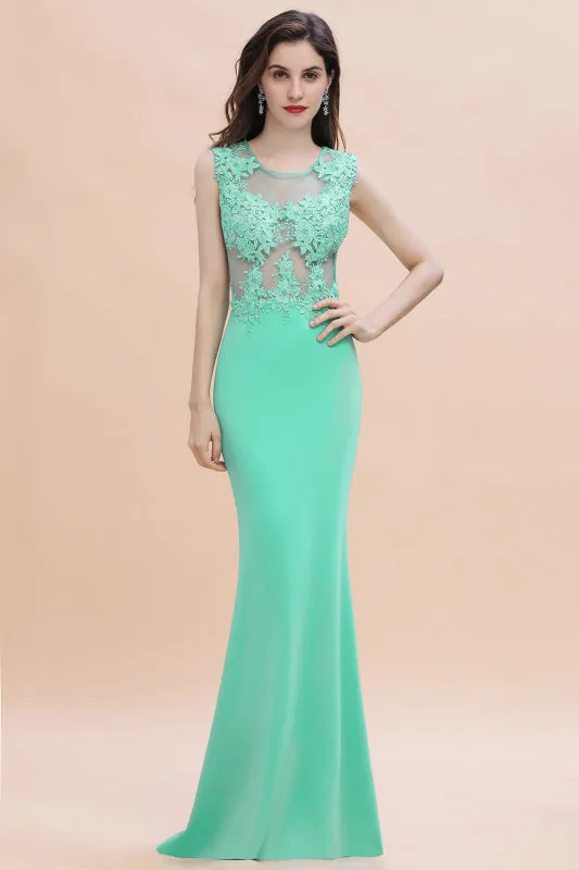 Amazing Sleeveless Peapock Mermaid Evening Dress with 3D-Floral Appliques