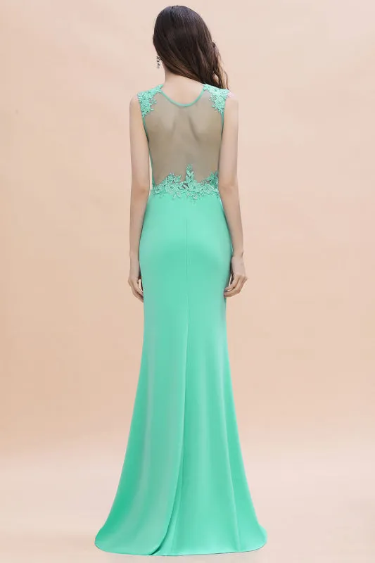 Amazing Sleeveless Peapock Mermaid Evening Dress with 3D-Floral Appliques