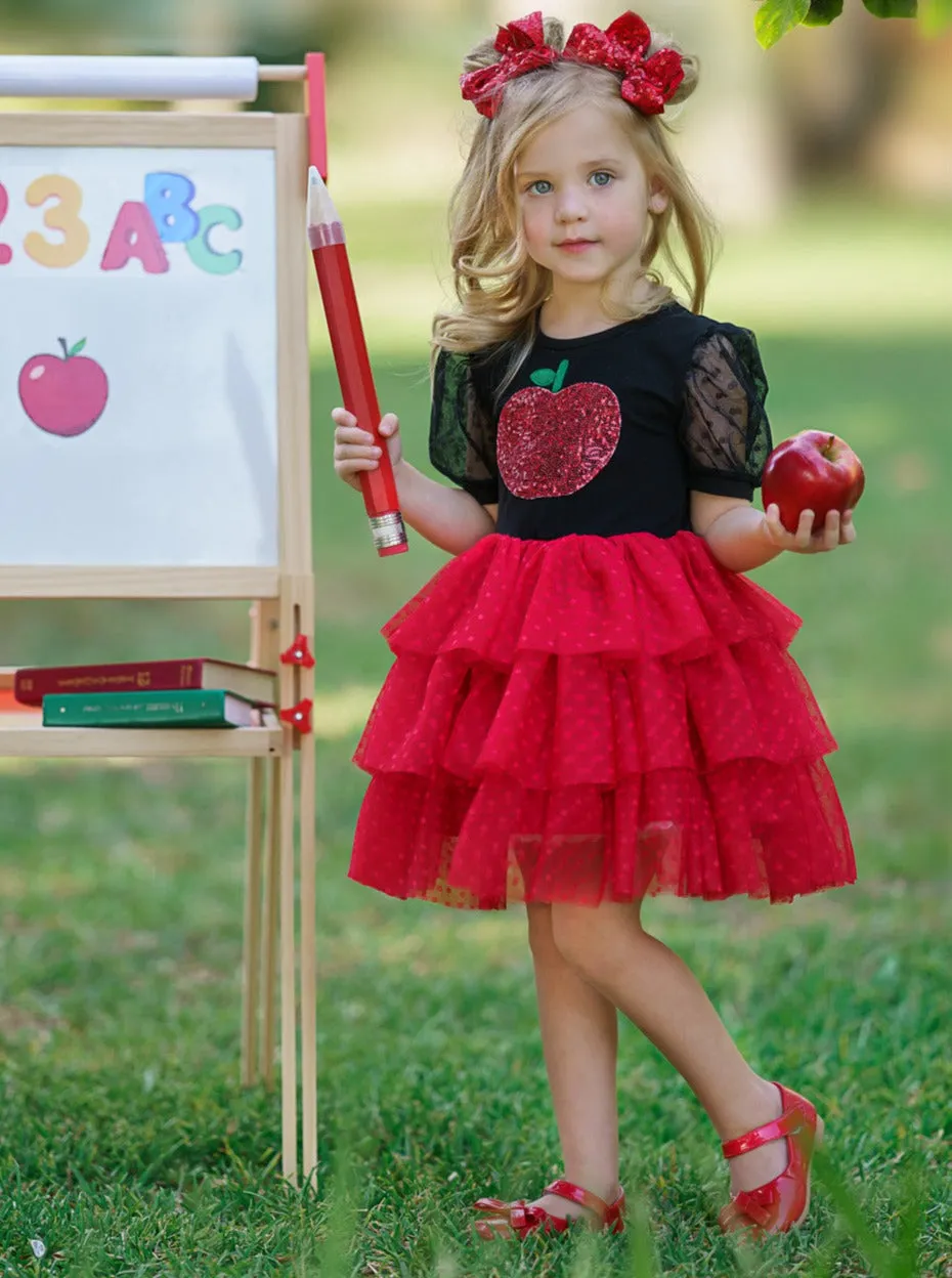 Apple Of My Eye Puff Sleeve Tiered Dress