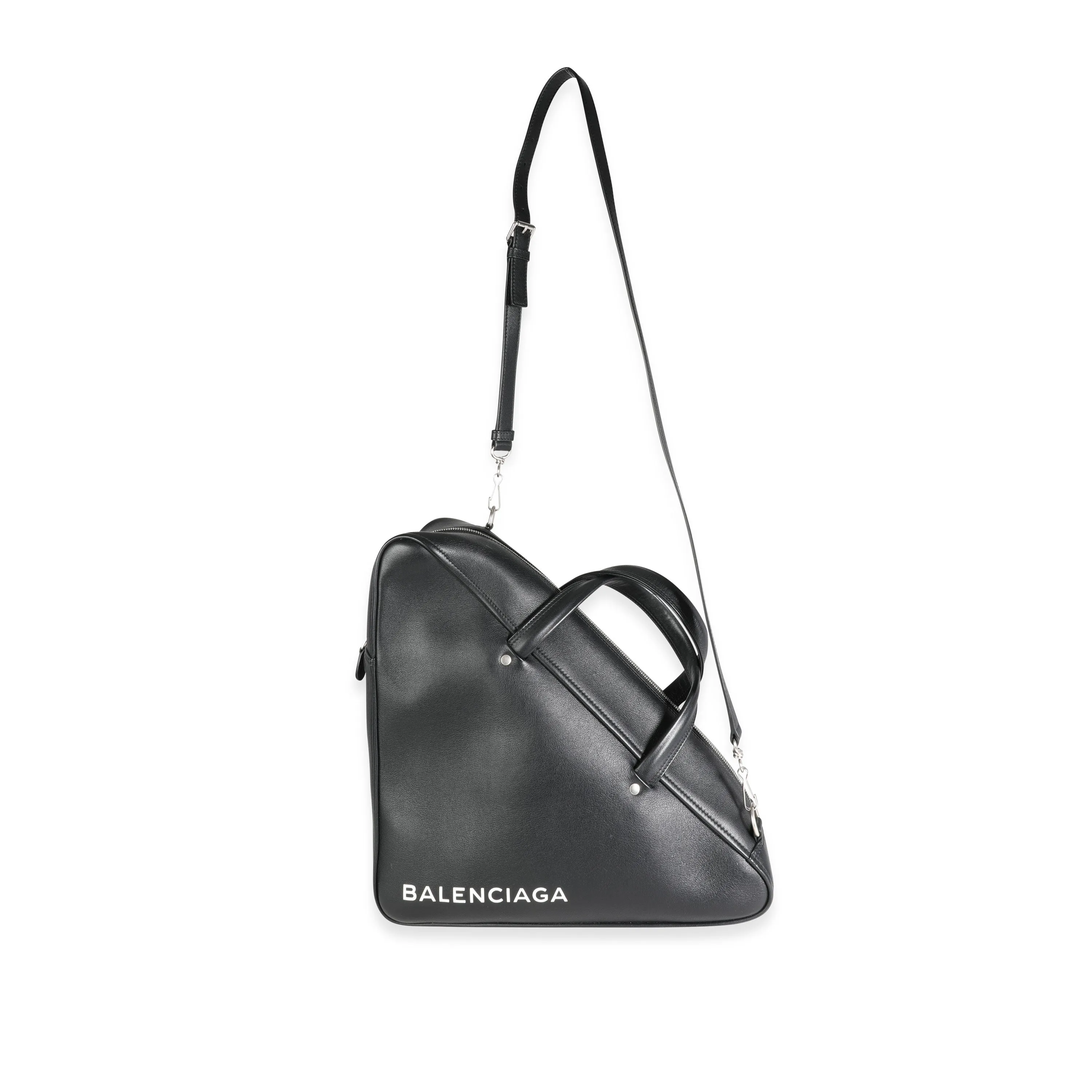 Balenciaga Black Calfskin Medium Triangle Duffle