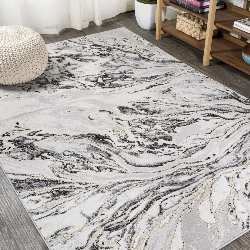 Batura Swirl Marbled Abstract Area Rug