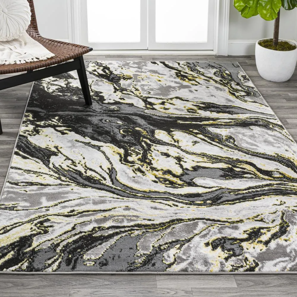 Batura Swirl Marbled Abstract Area Rug