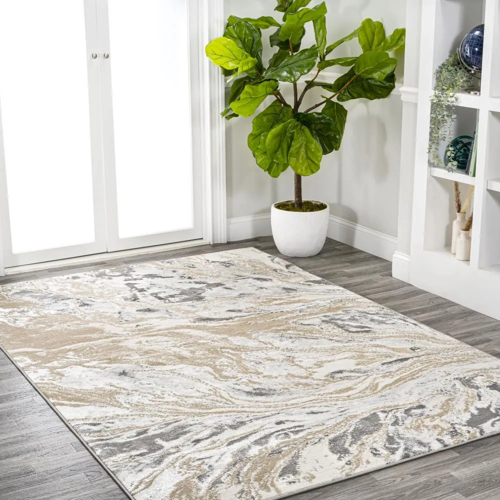 Batura Swirl Marbled Abstract Area Rug