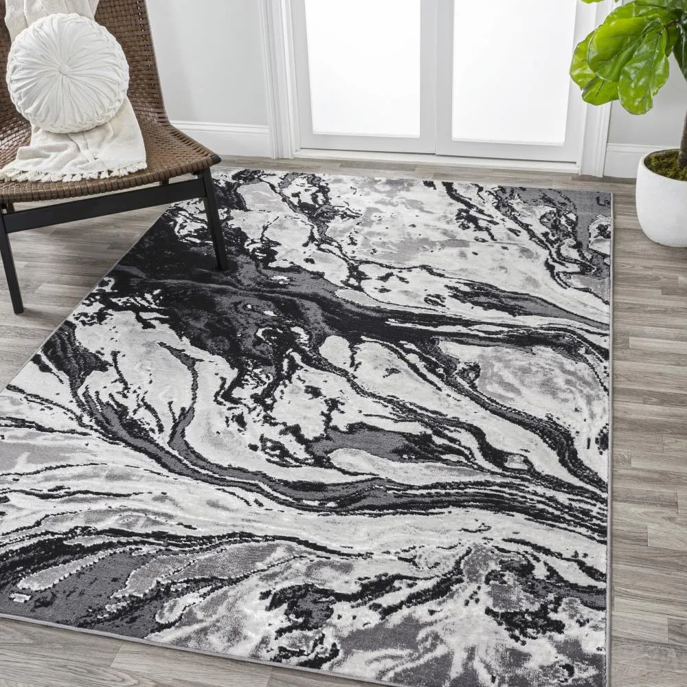 Batura Swirl Marbled Abstract Area Rug