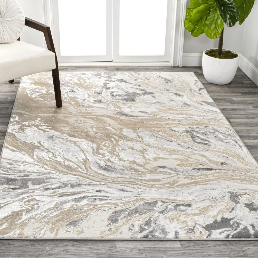 Batura Swirl Marbled Abstract Area Rug