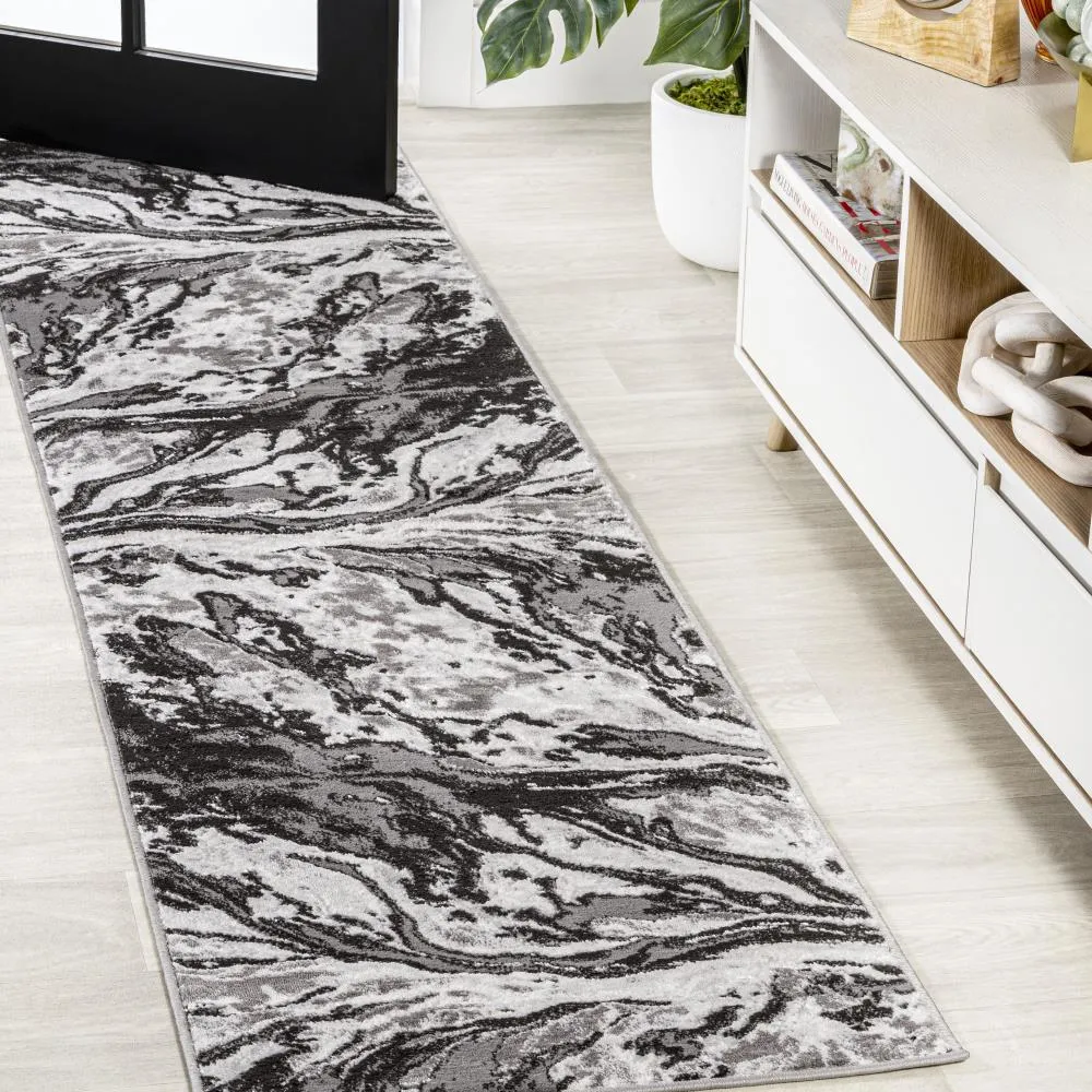 Batura Swirl Marbled Abstract Area Rug