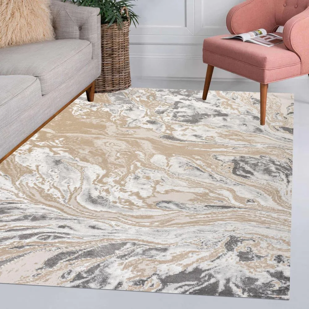 Batura Swirl Marbled Abstract Area Rug