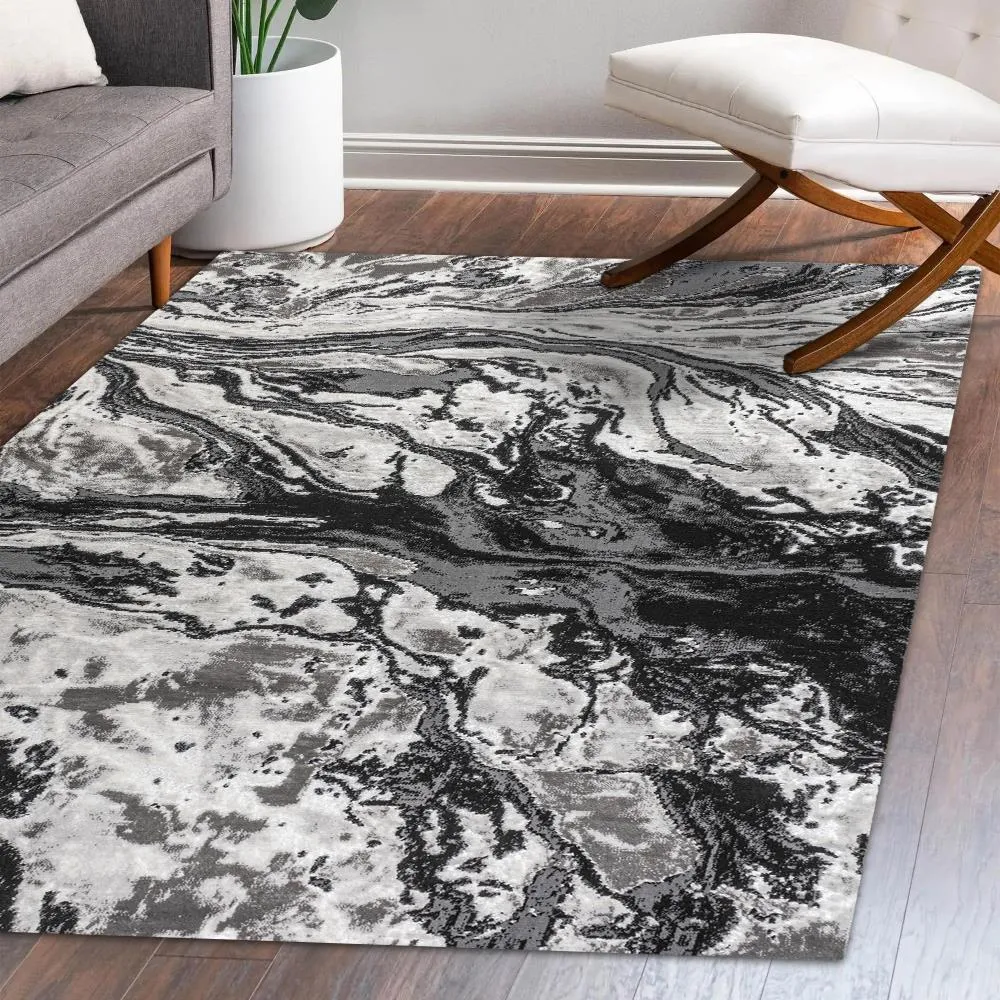 Batura Swirl Marbled Abstract Area Rug