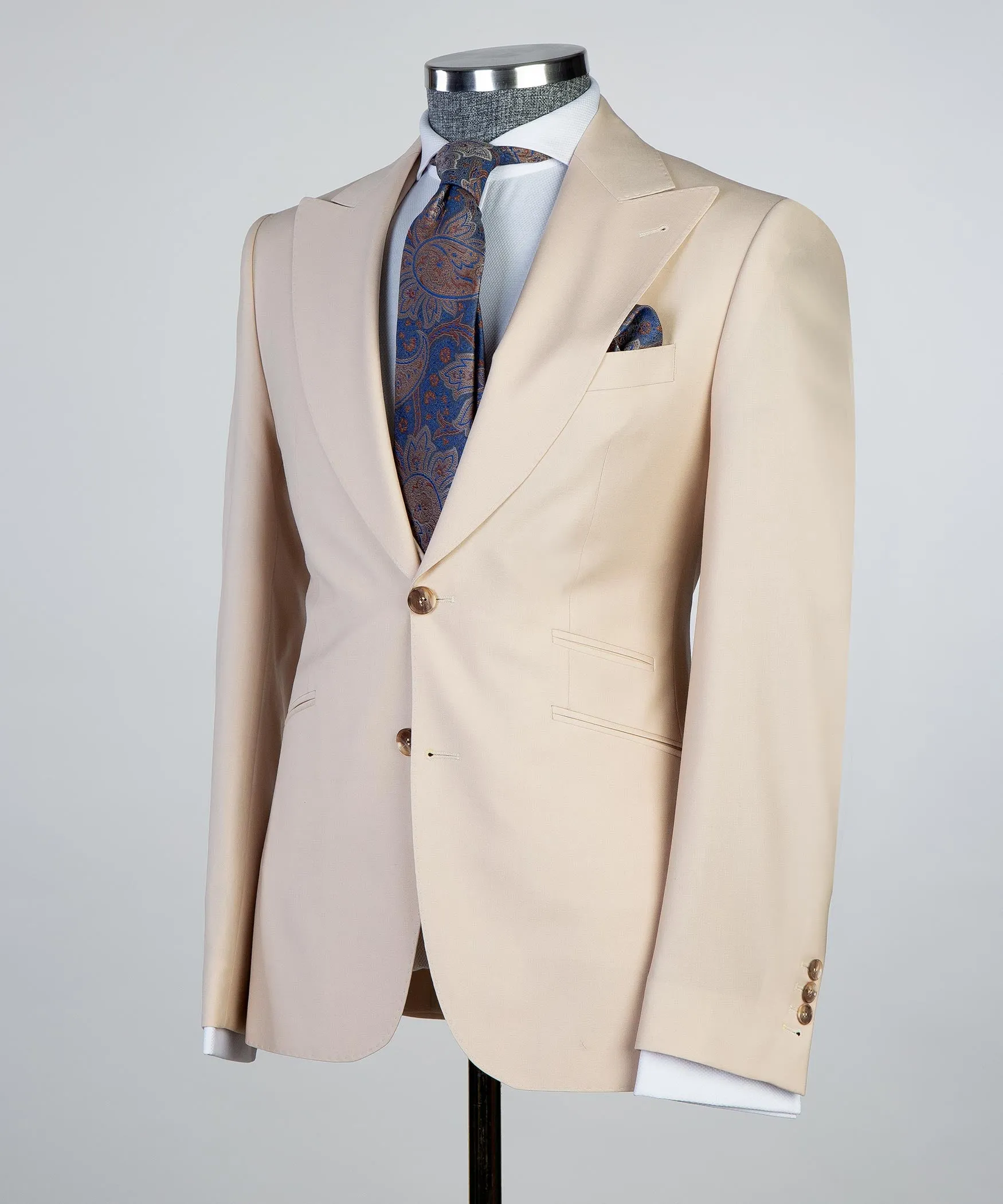 Beige 3 Piece Suit For Men