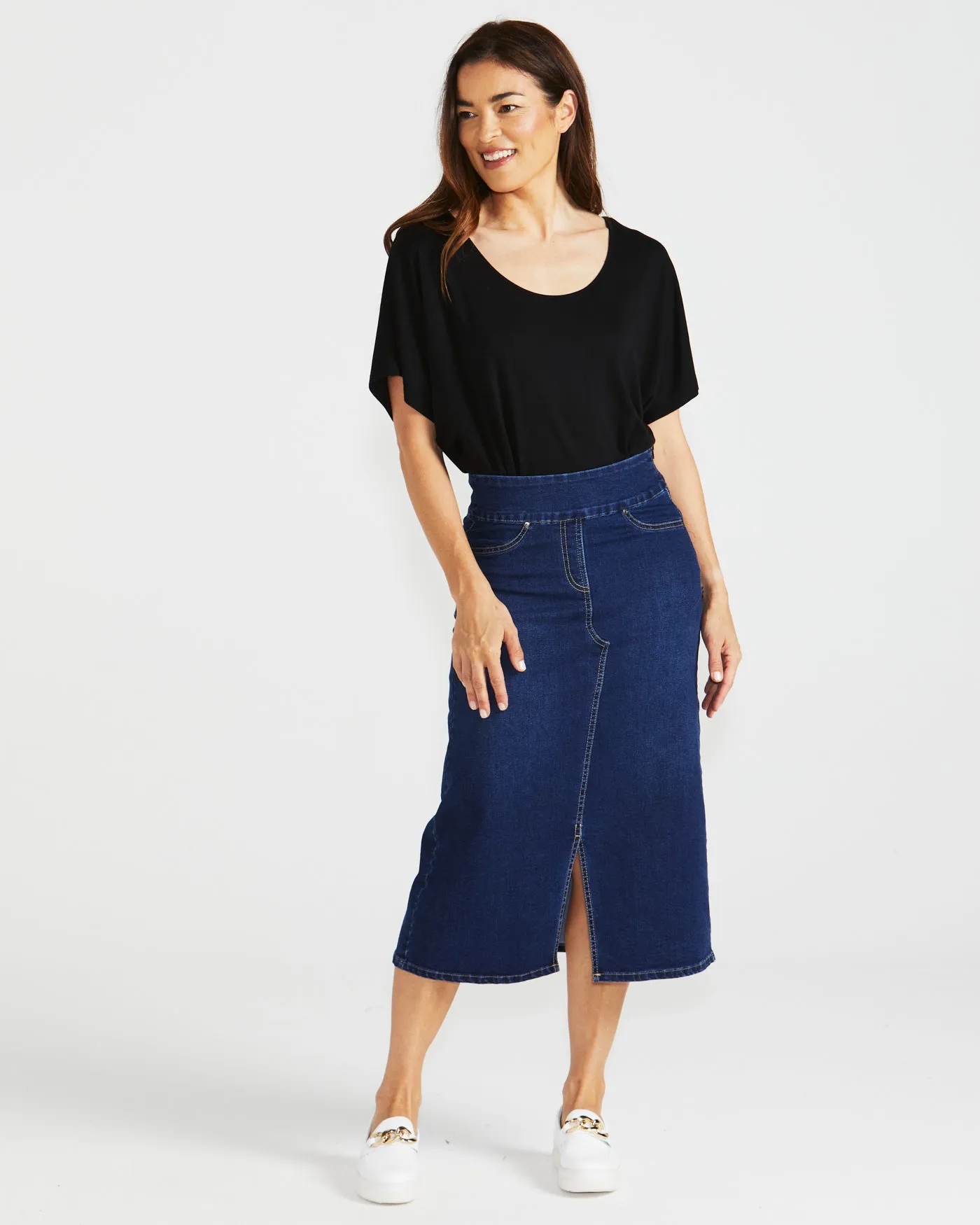 Betty Basics Shelby Stretch Denim Skirt - Midnight Denim