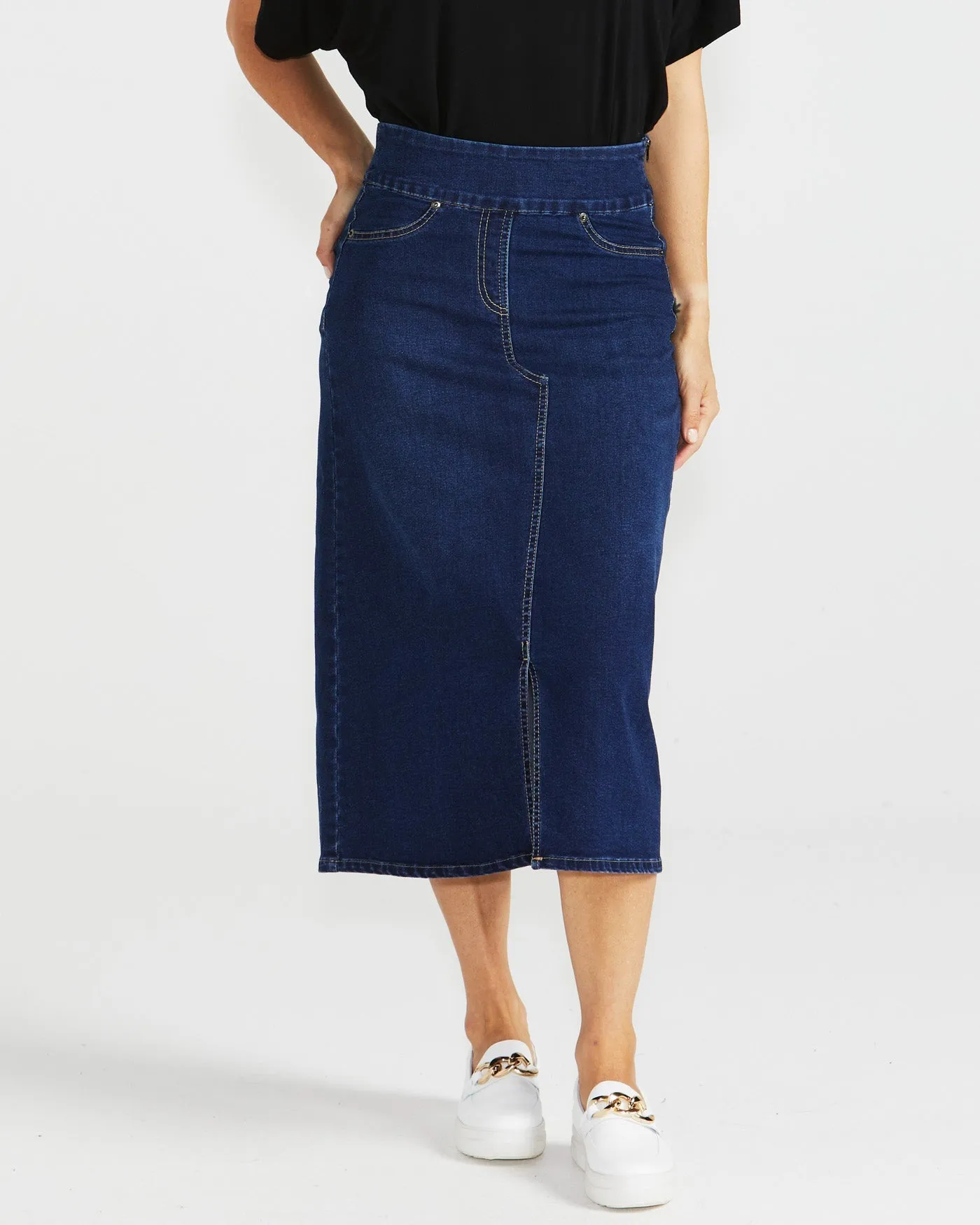 Betty Basics Shelby Stretch Denim Skirt - Midnight Denim