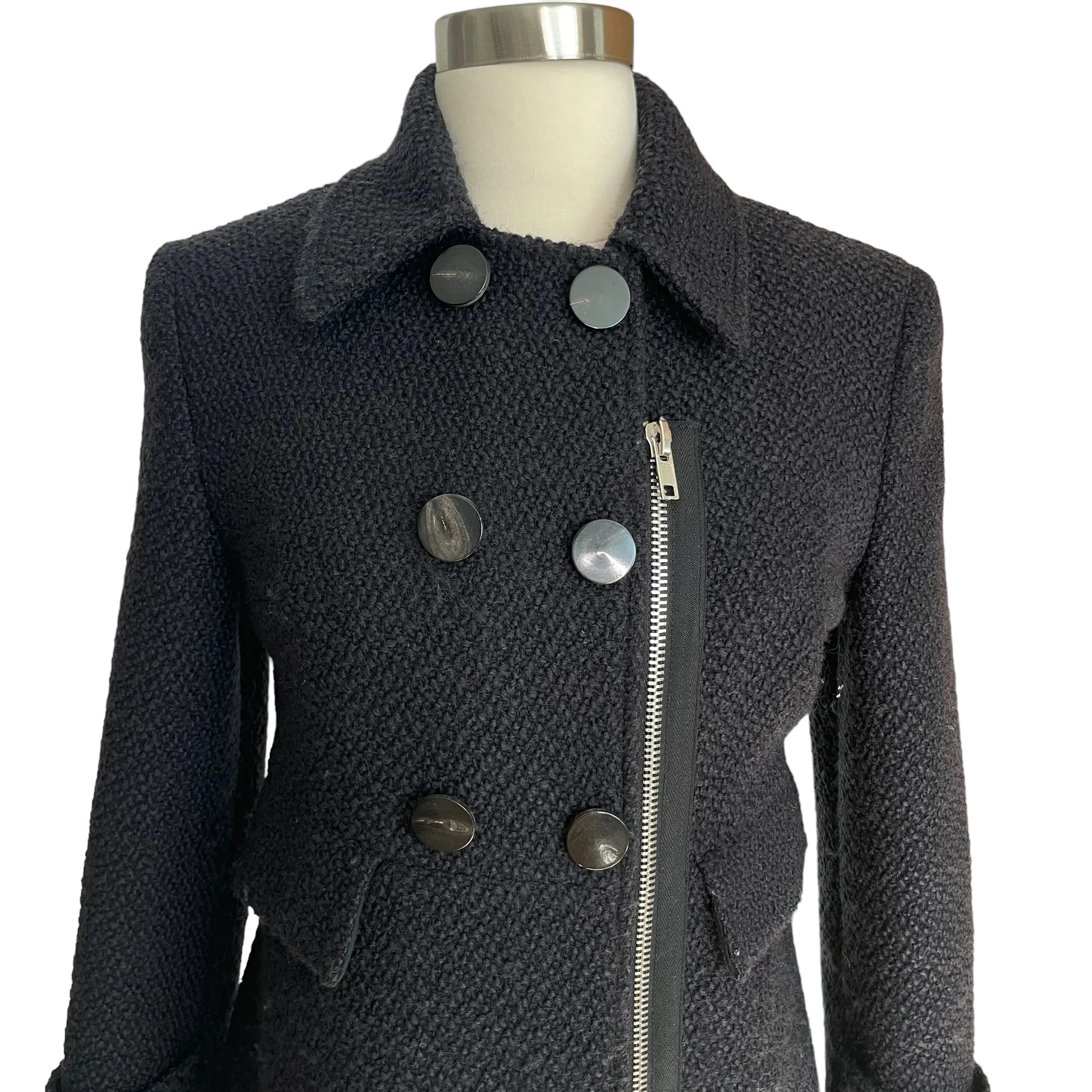 Black Tweed Coat - L