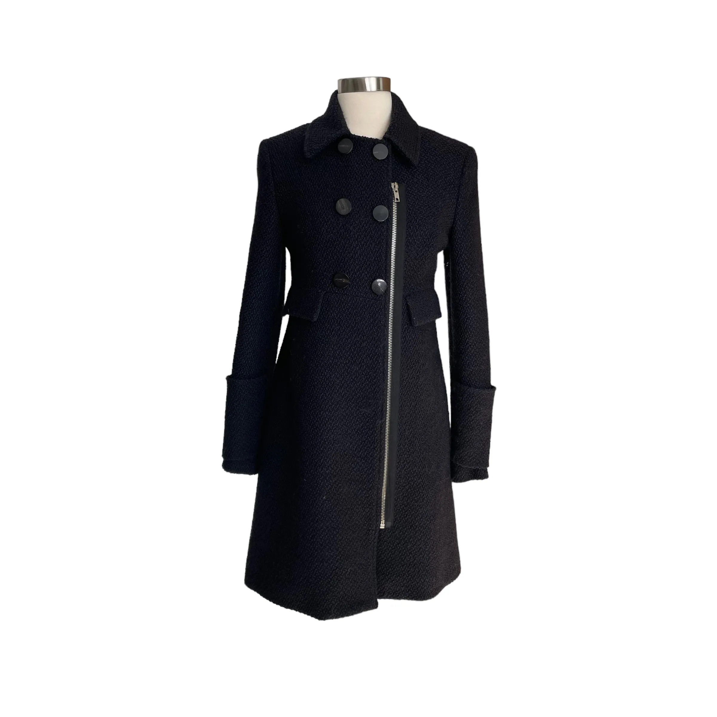 Black Tweed Coat - L