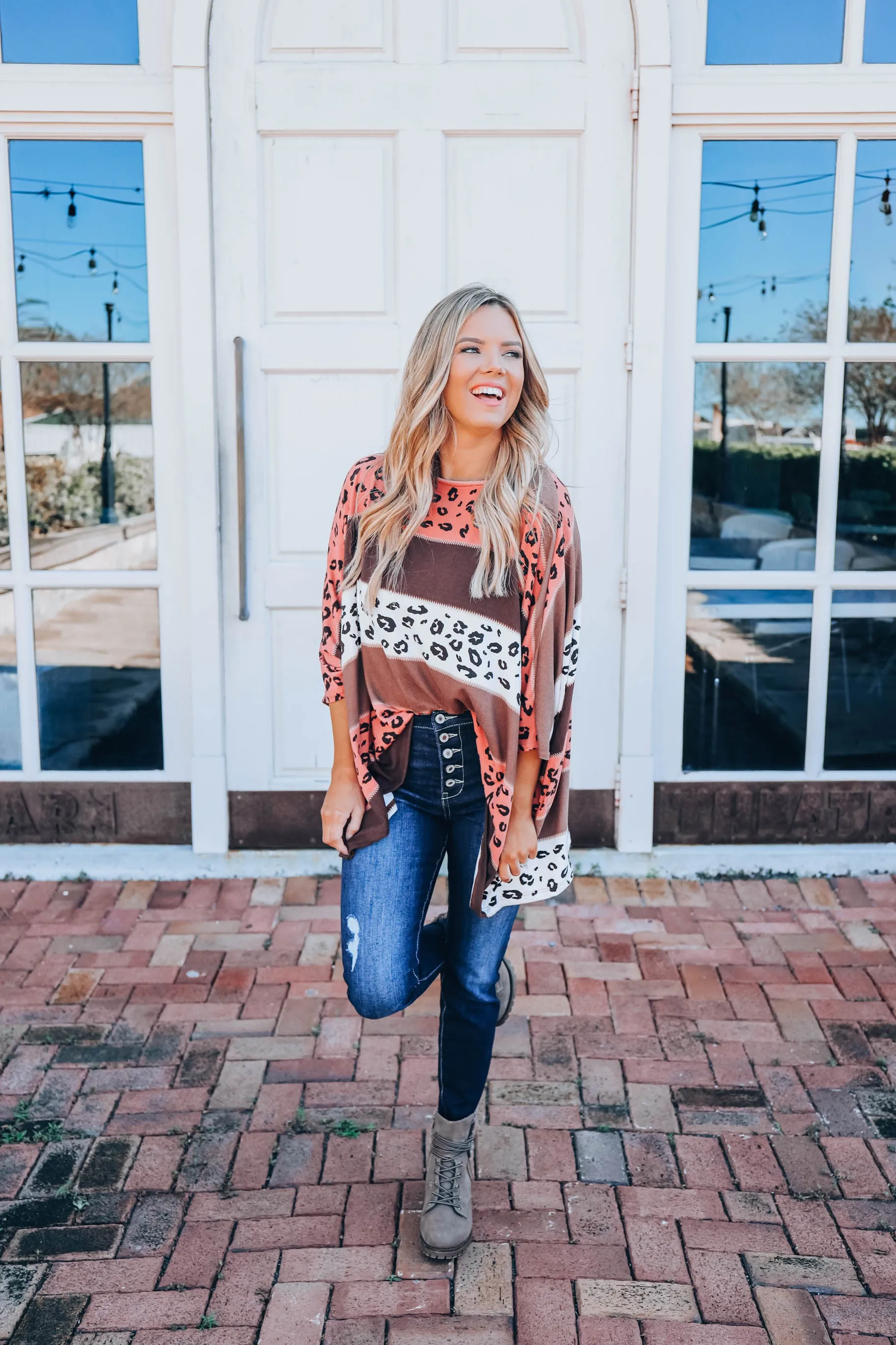 Boho Striped Poncho - Mocha  S-3X