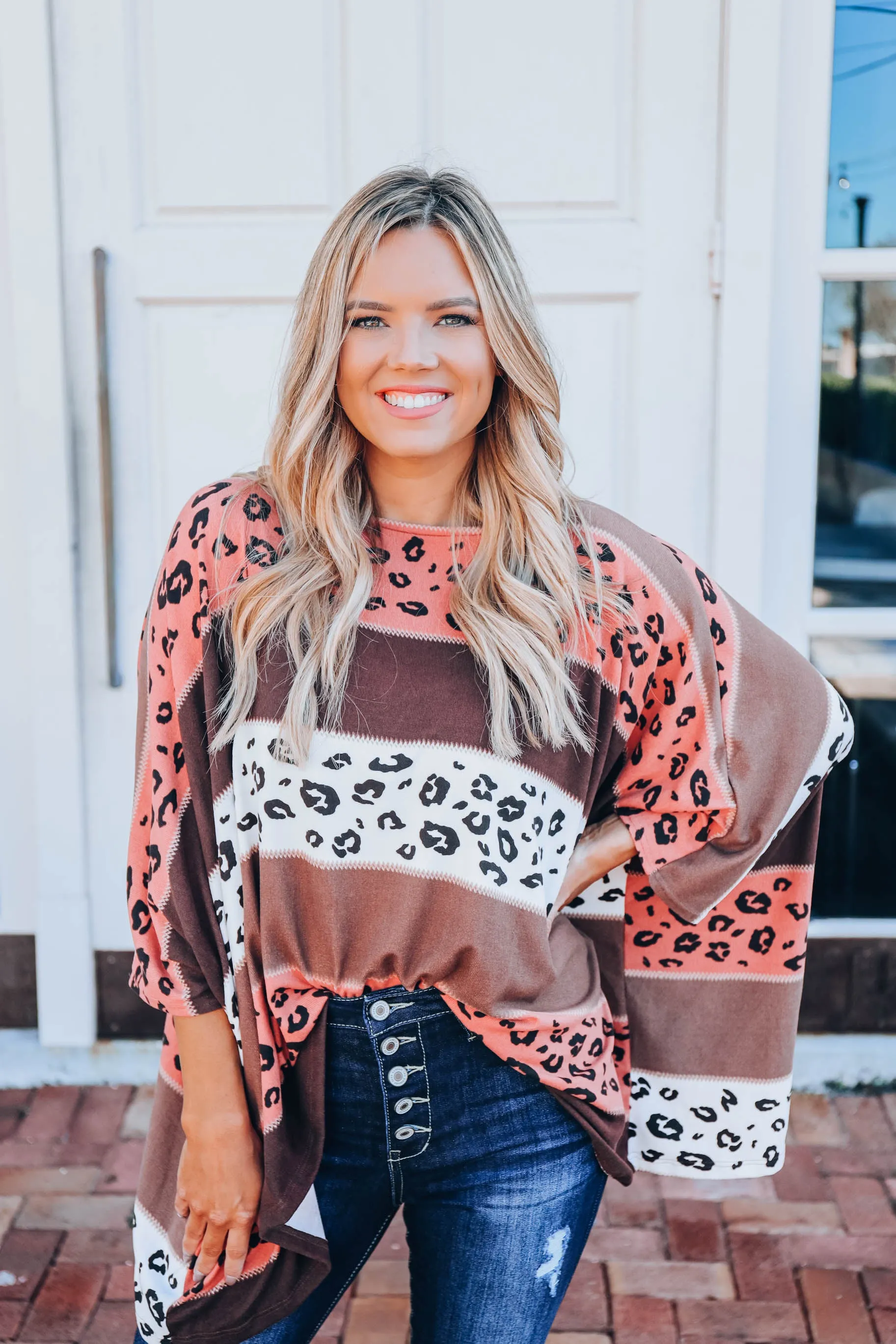 Boho Striped Poncho - Mocha  S-3X