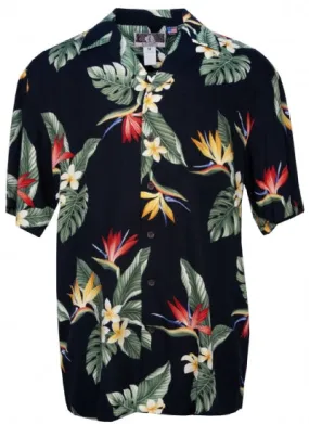 BOP Plumeria Mens Shirt in Black